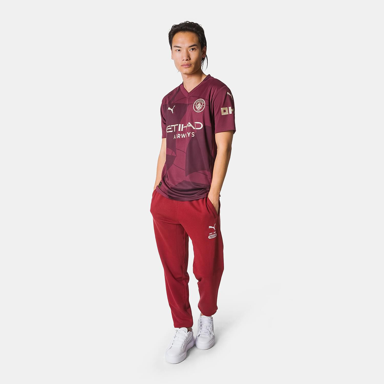 Puma Manchester City 24 25 T shirt in red gold and white AW LAB