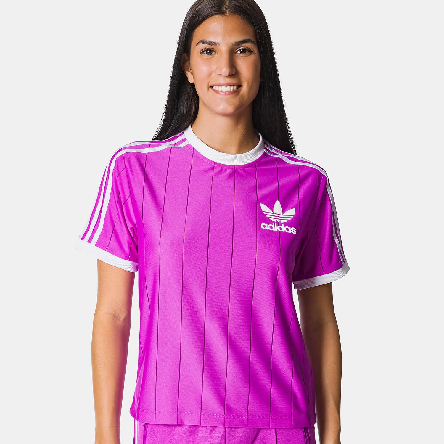 adidas adicolor 3 Stripes Pinstripe pink and white T shirt AW LAB