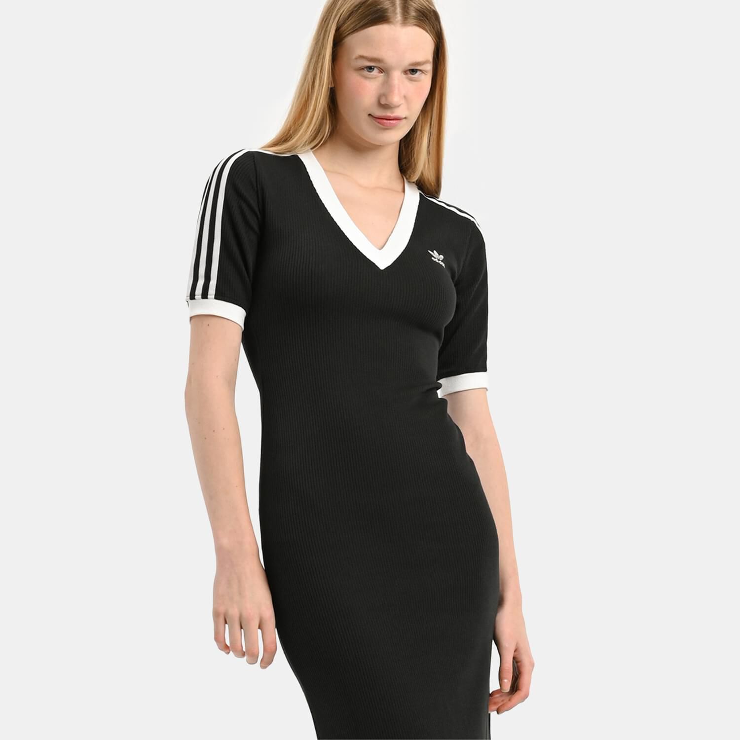Adidas Adicolor 3 Stripes Knit V Neck Dress black AW LAB
