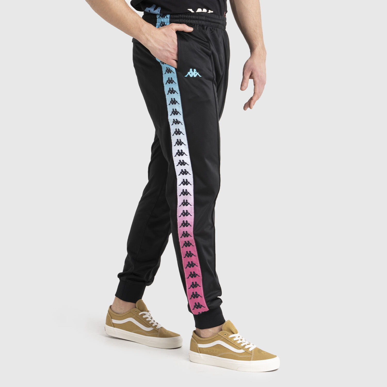 Kappa 222 Banda Rastoria Degrade pants black fuchsia and light