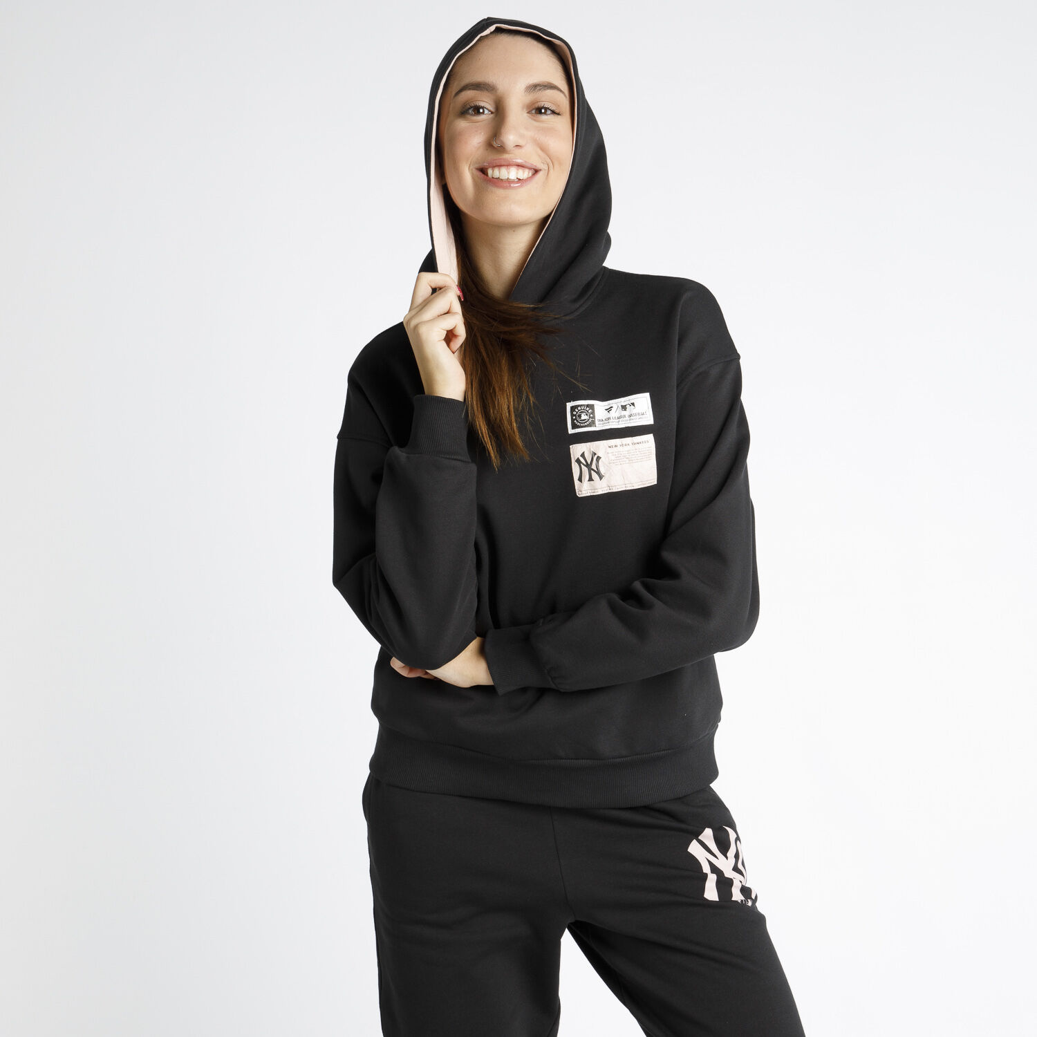 AW LAB x Fanatics Smu Hoodie New York Yankees black and pink