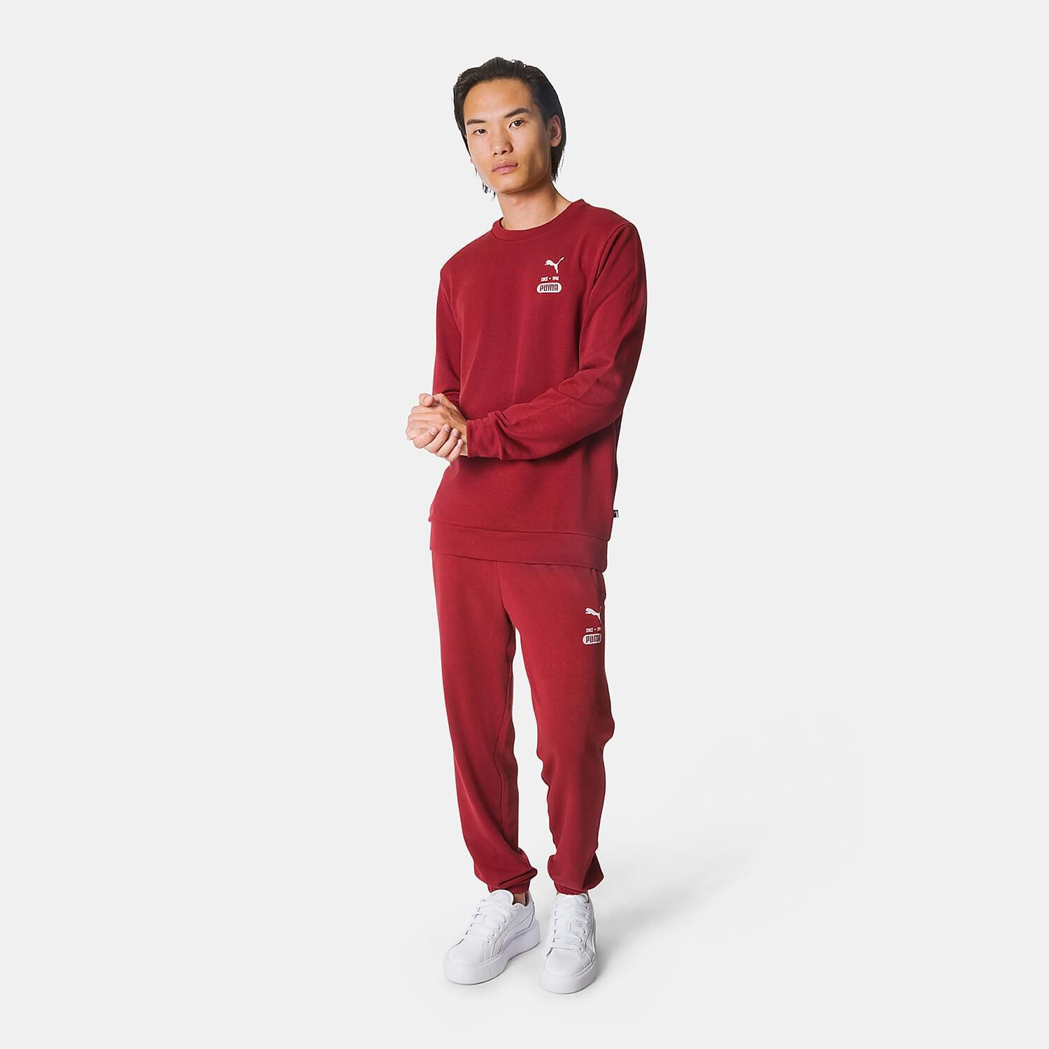 Red and white puma hoodie top