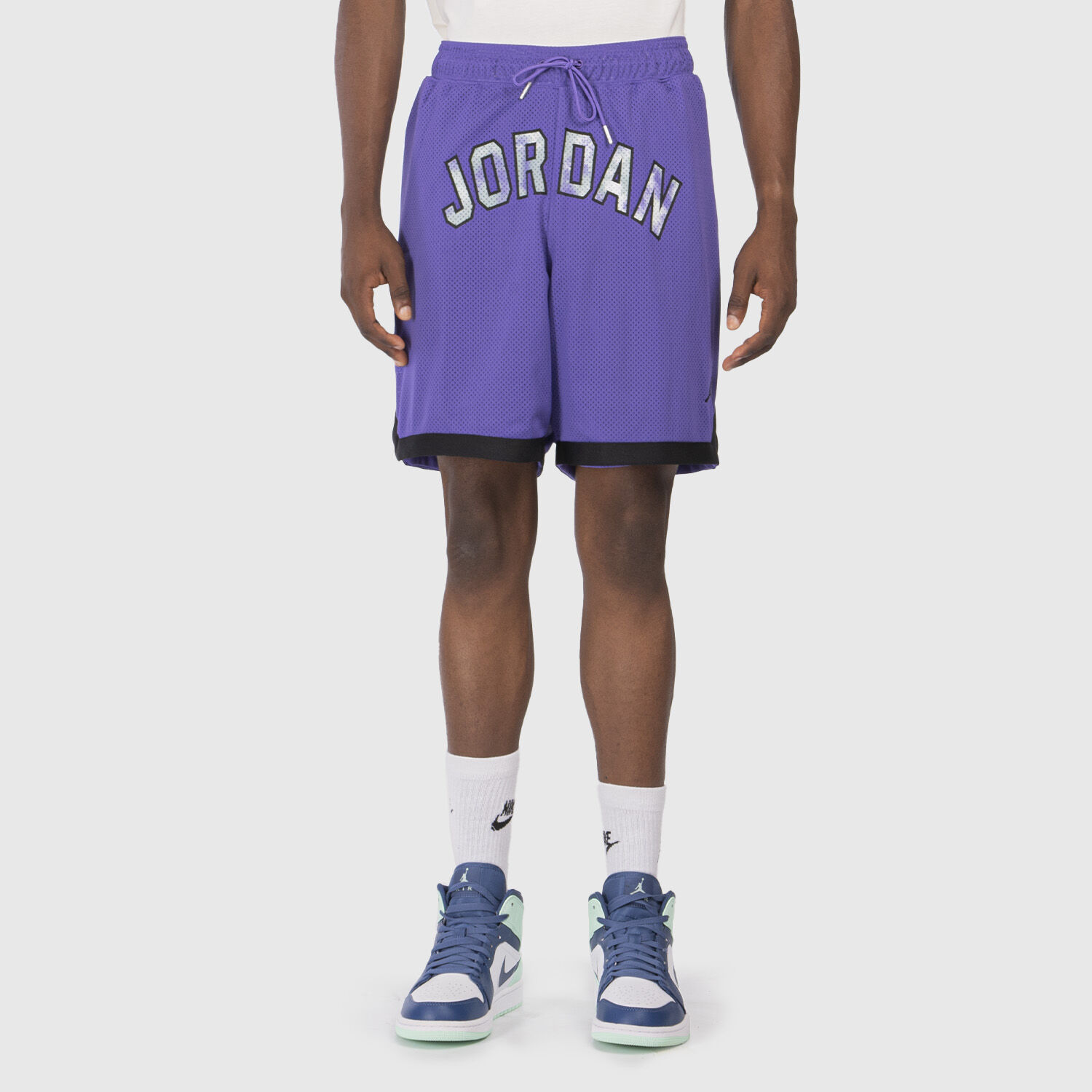 Black and shop purple jordan shorts