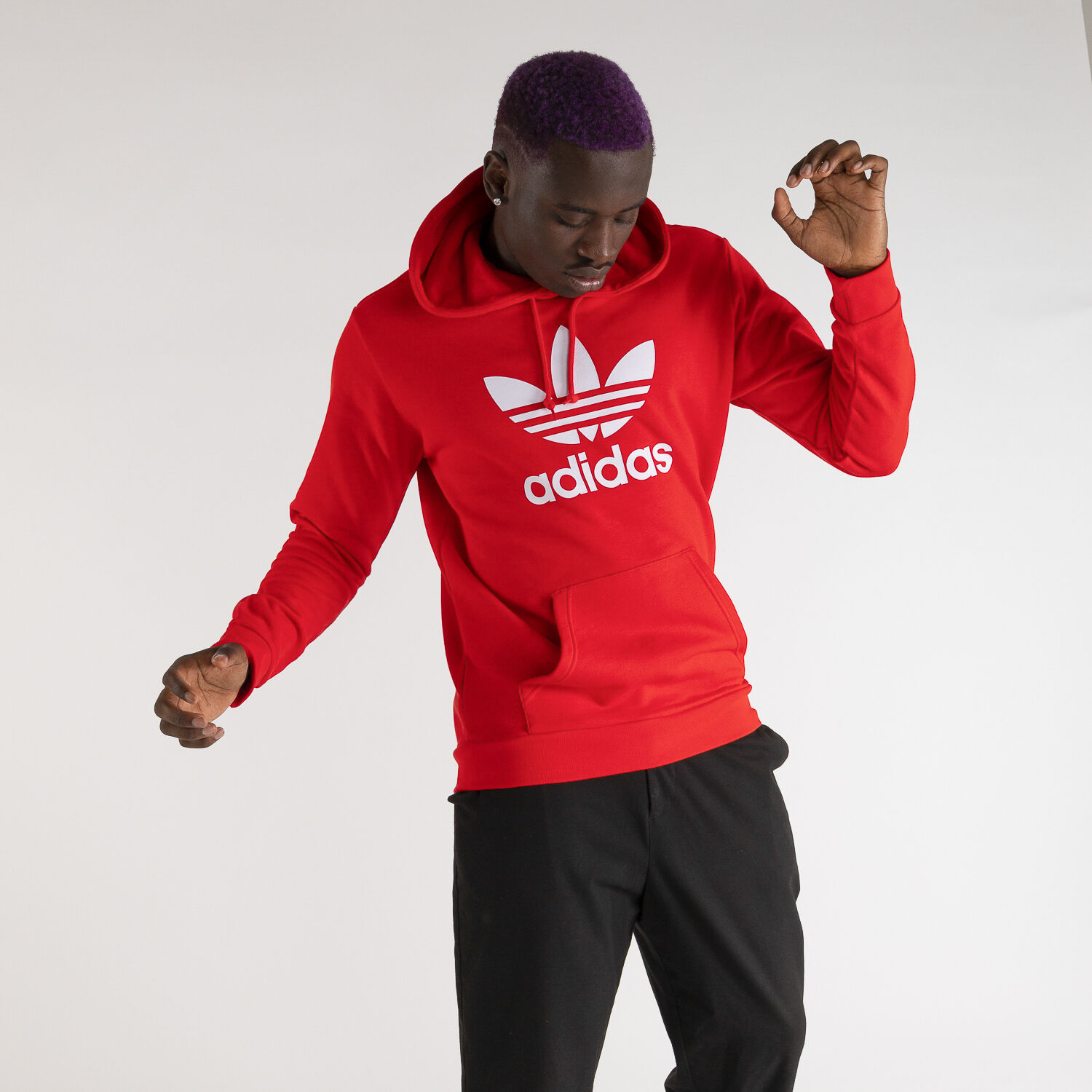 Red adidas clearance hoodie trefoil