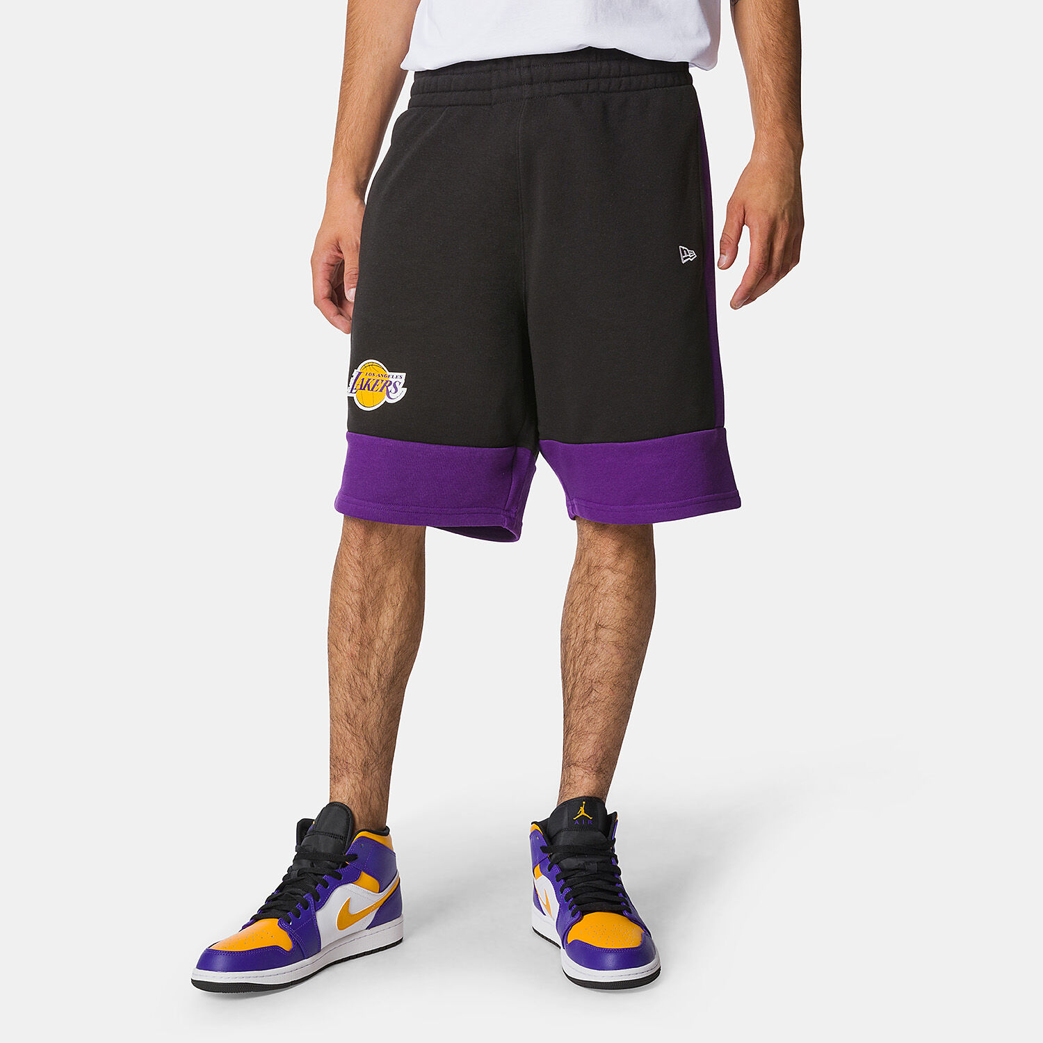 New Era LA Lakers NBA Colour Block shorts black purple and yellow AW LAB