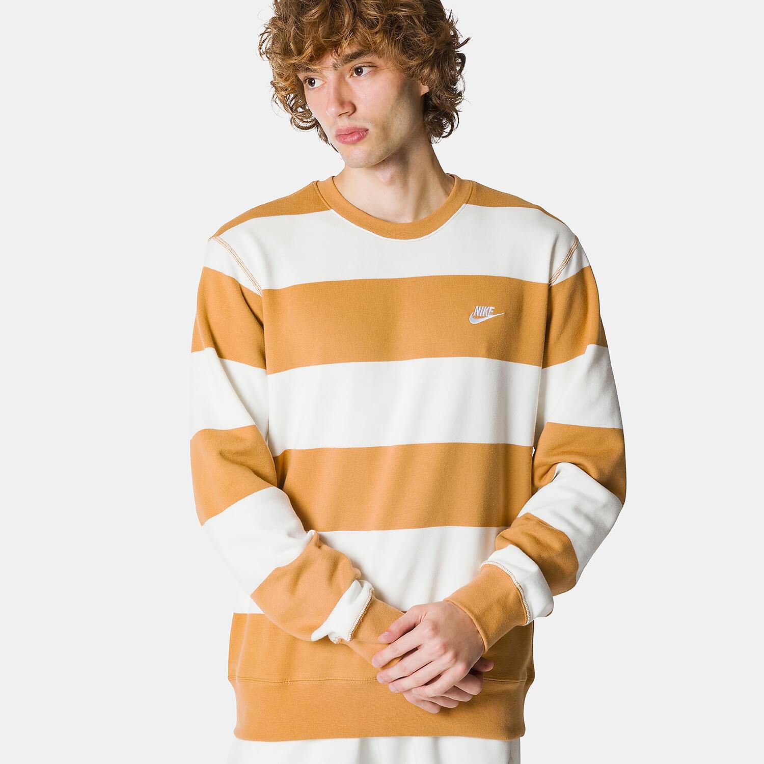 Nike Sportswear Club Stripe orange and beige sweatshirt AW LAB