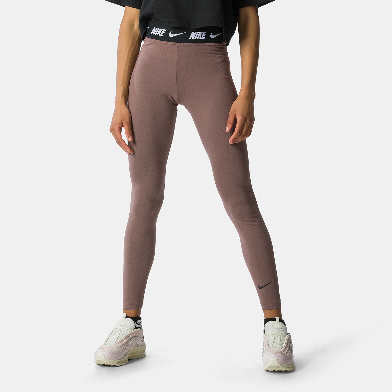 Nike Sportswear Club leggings black purple and white AW LAB