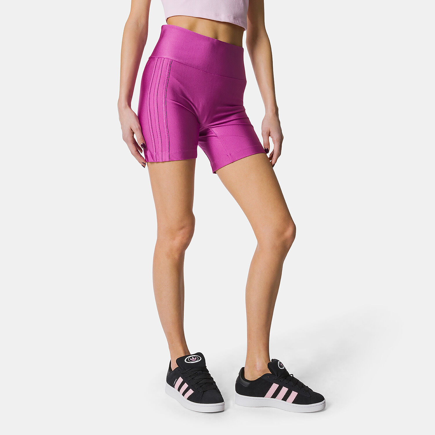 Adidas biker shorts pink top