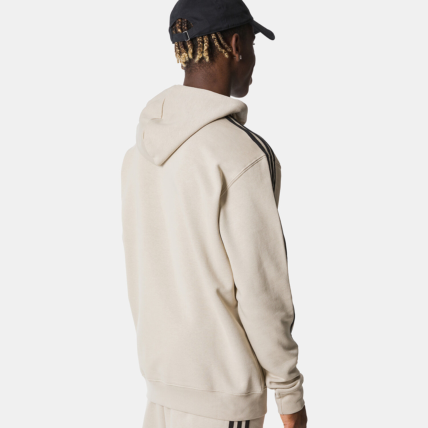 Adidas originals 3-stripes top overhead hoodie beige