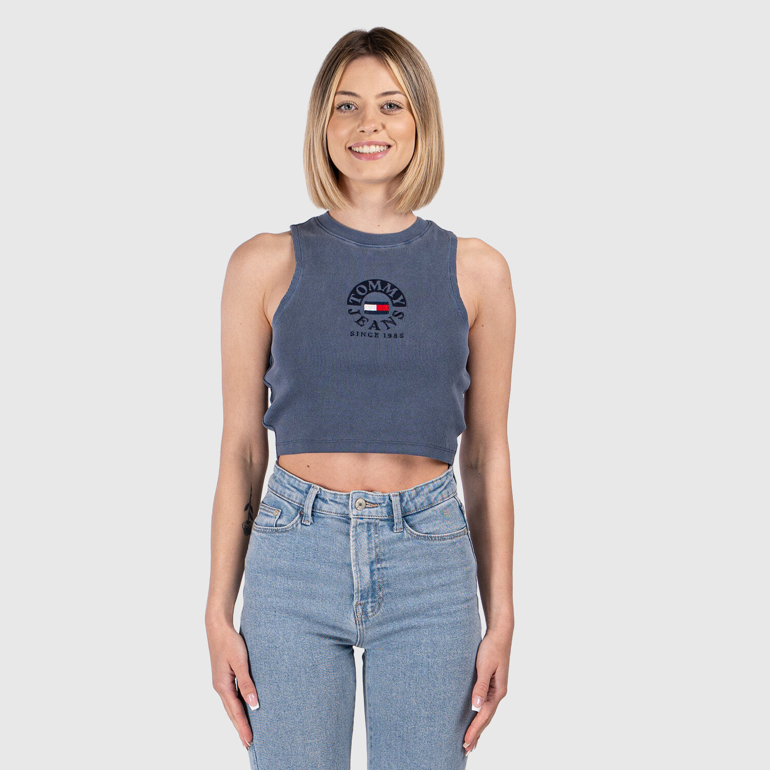 Tommy Hilfiger dark blue red and white cropped tank top AW LAB