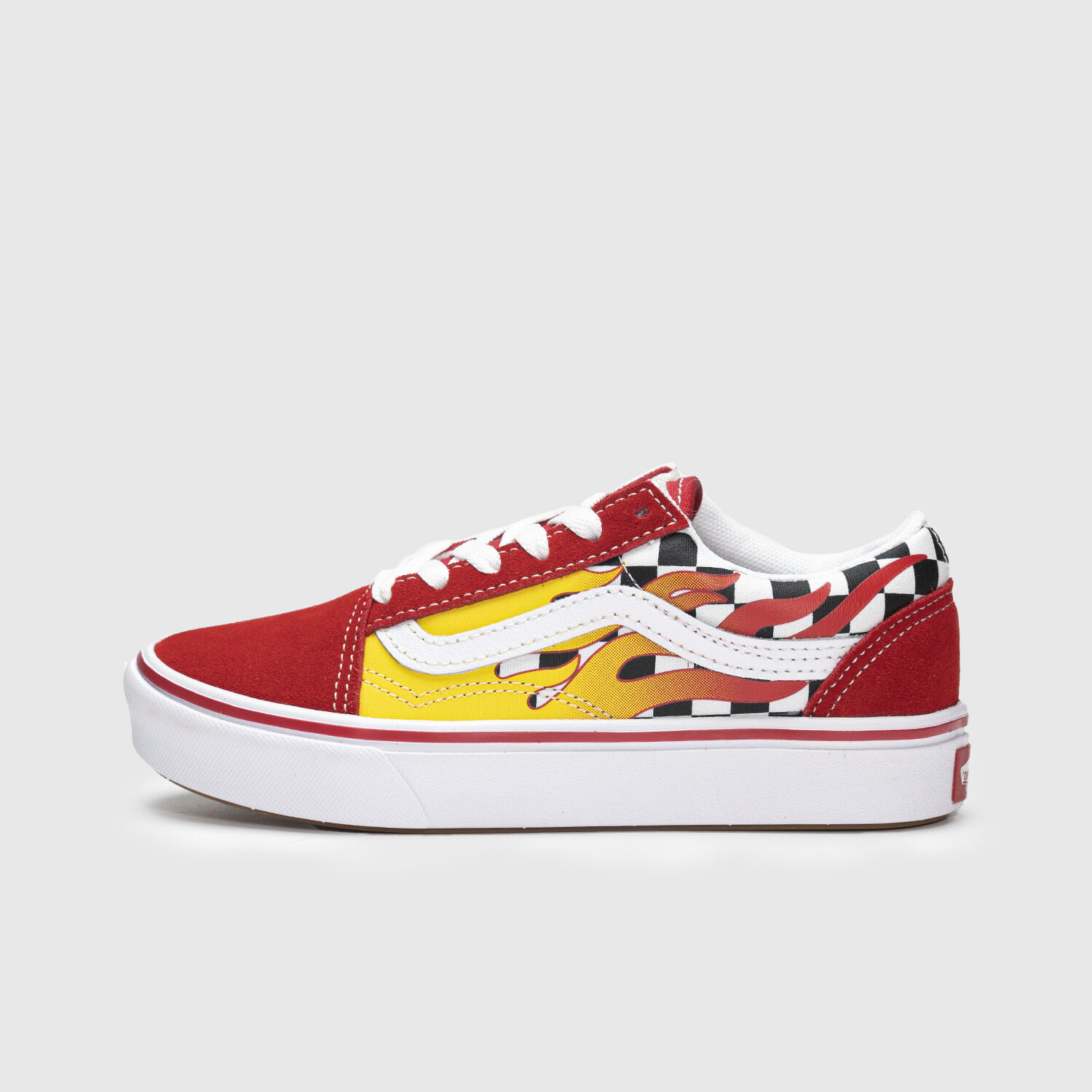 Black and red top flame vans