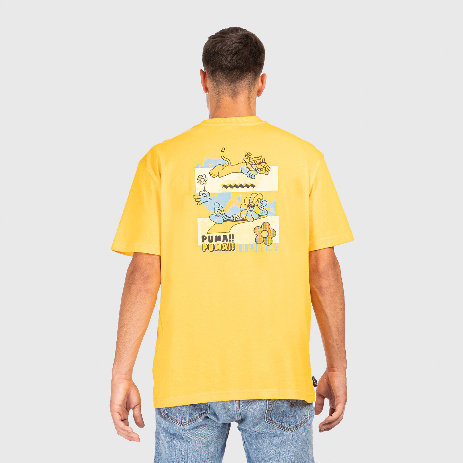 T shirt Puma Downtown Graphic Tee yellow and multicolor AW LAB