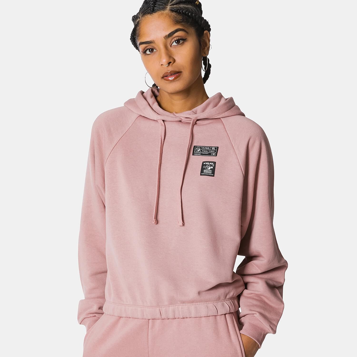 Pink black and white hoodie top