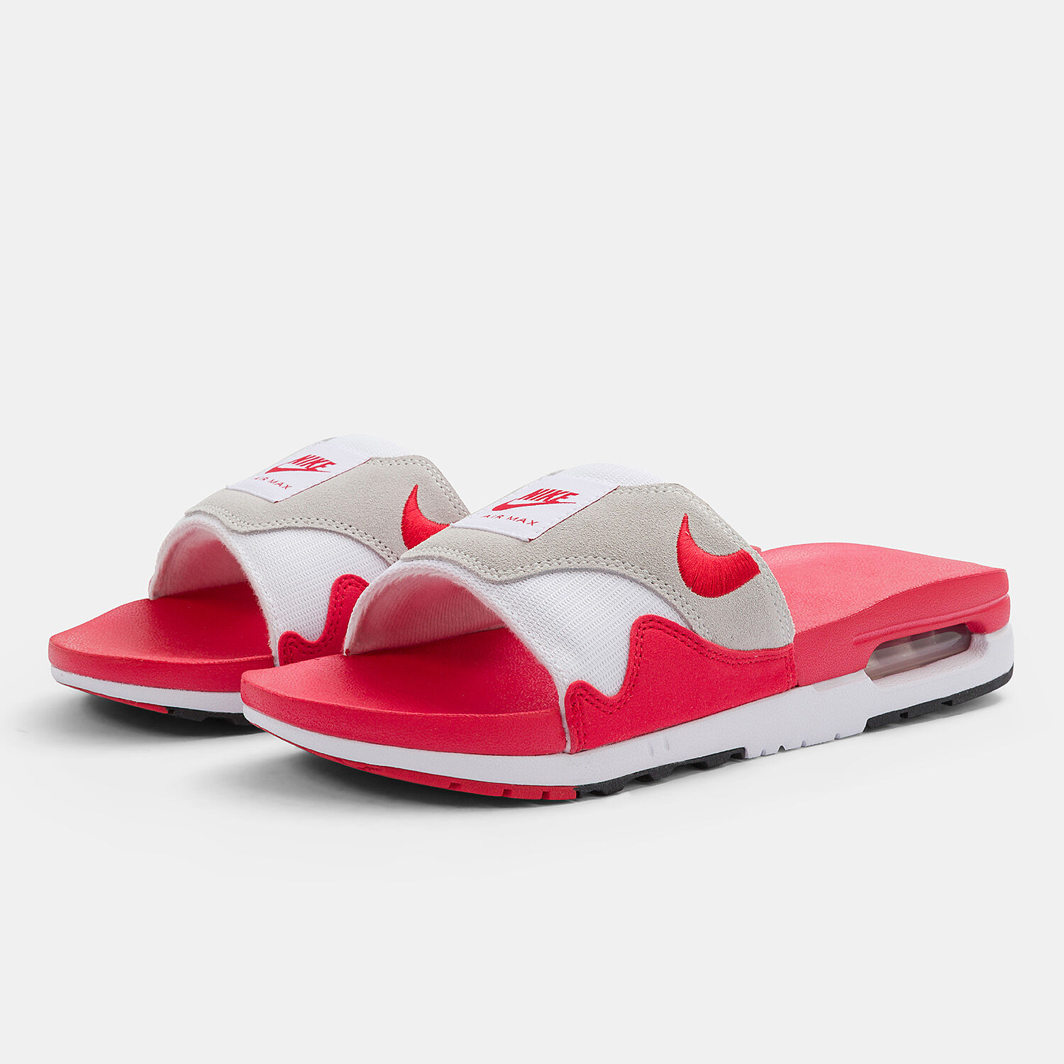 Red and white fuzzy nike clearance slides