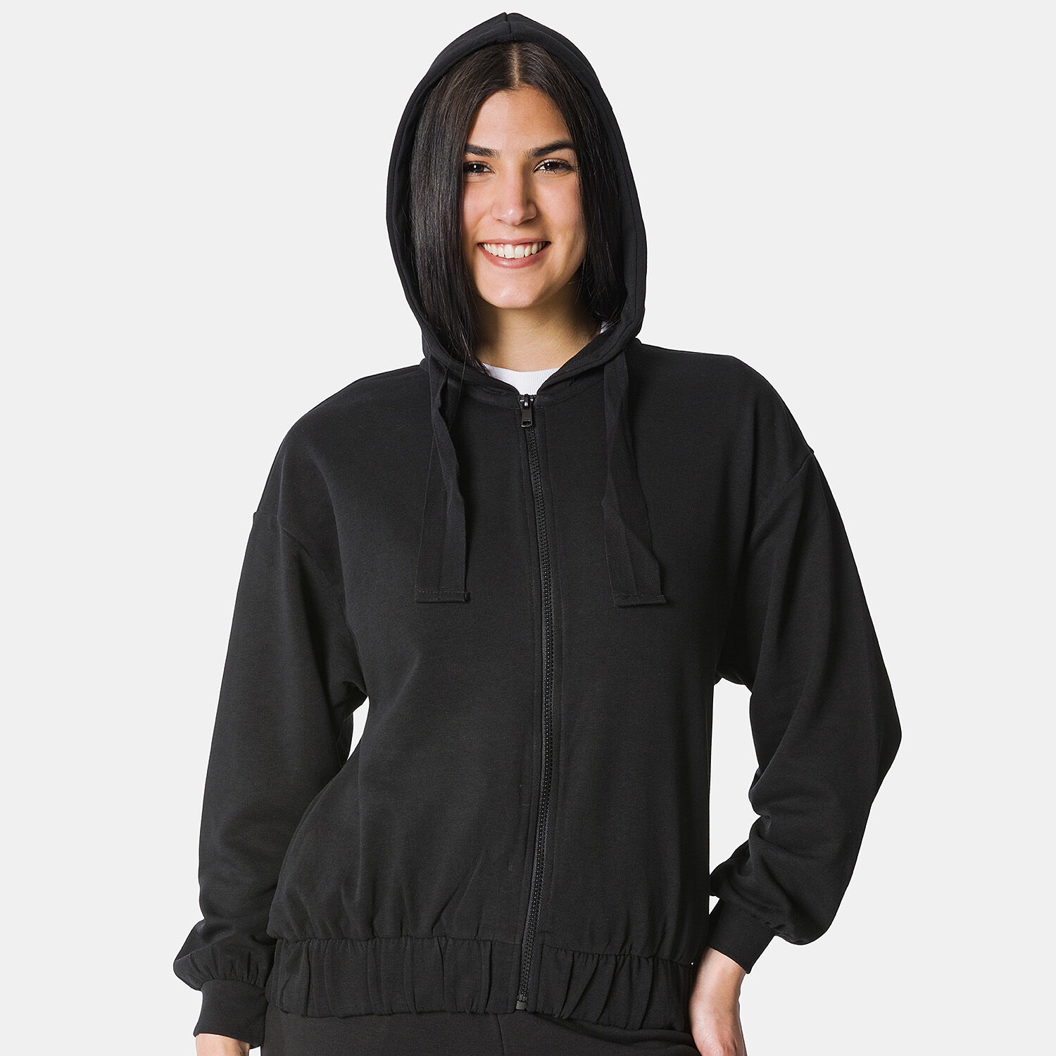 Only Onlvita zip up hoodie black and pink AW LAB
