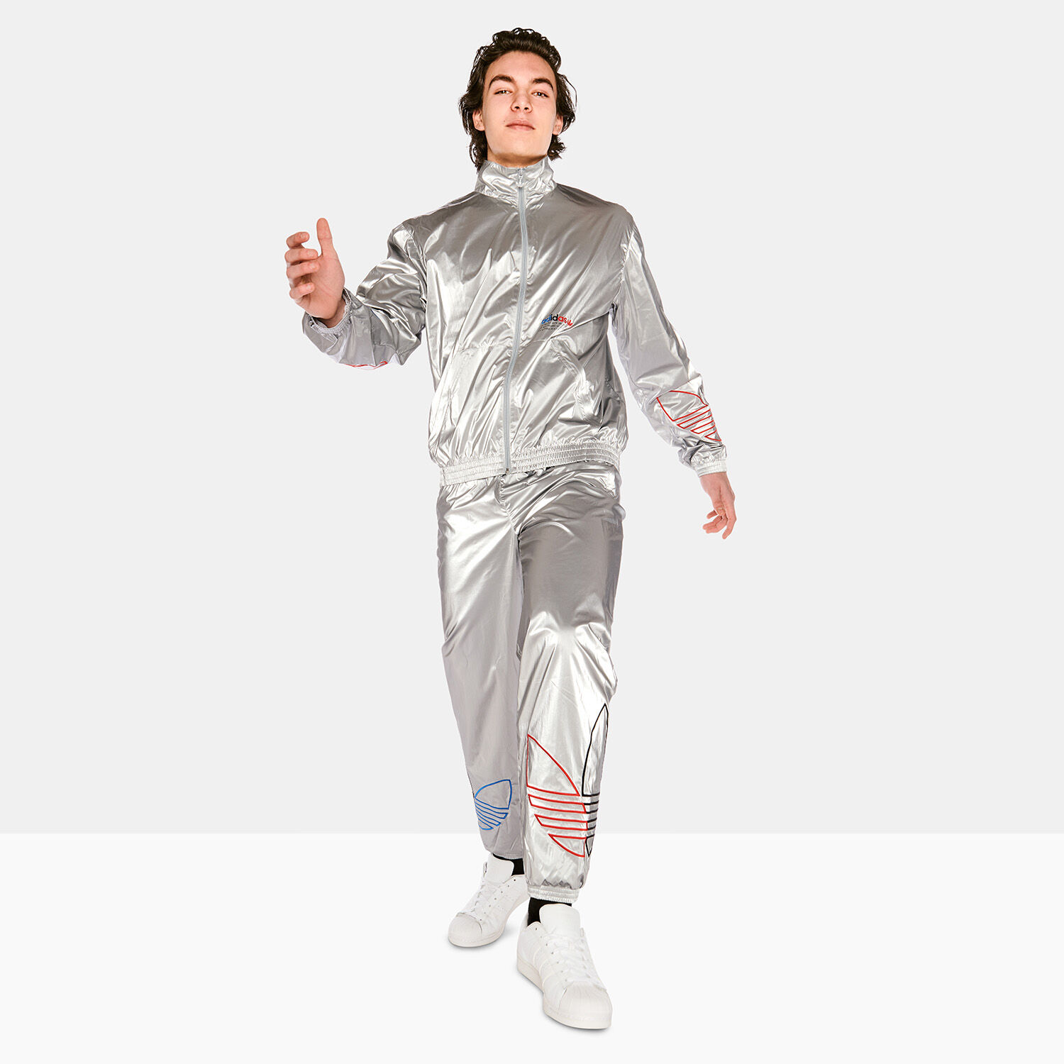Silver adidas tracksuit store