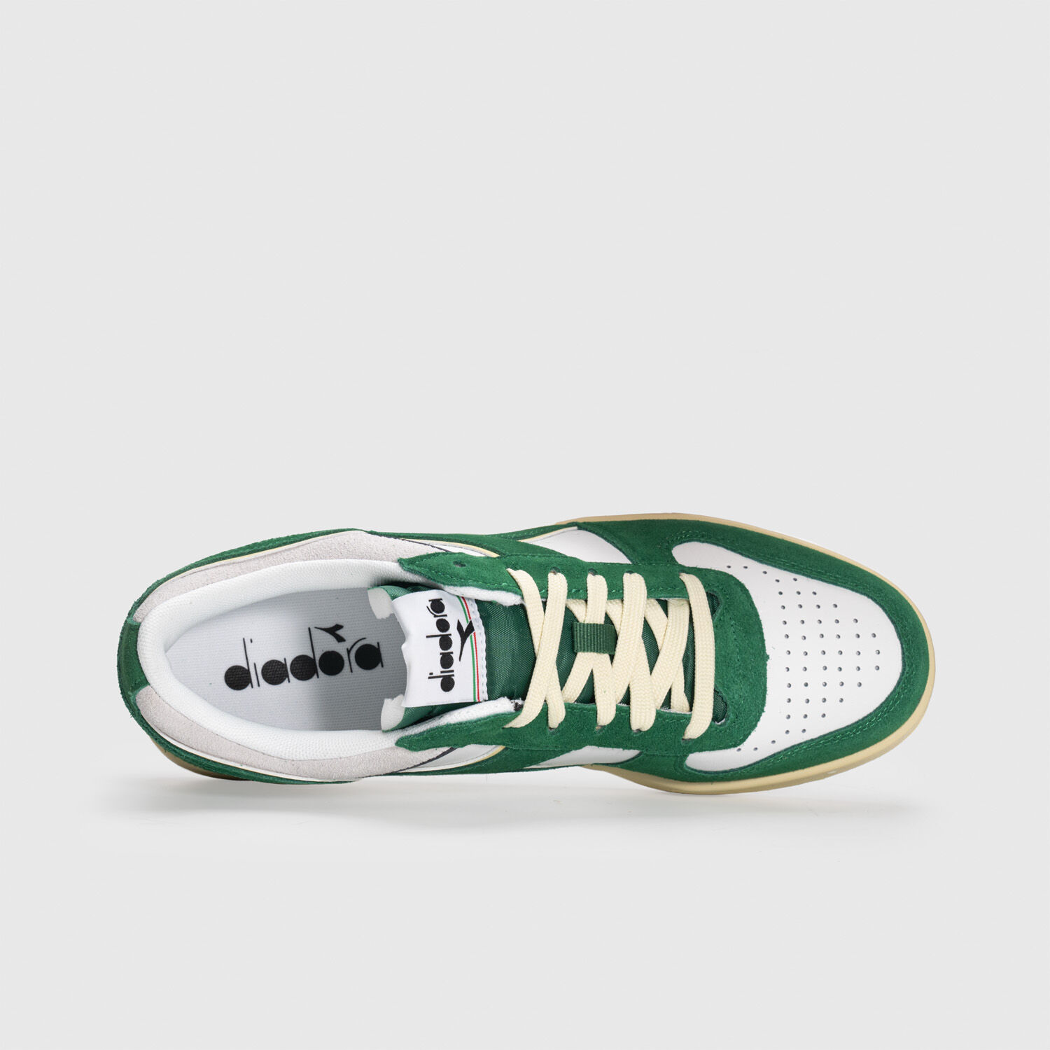 Diadora Magic Basket Low Suede Leather bianca verde AW LAB