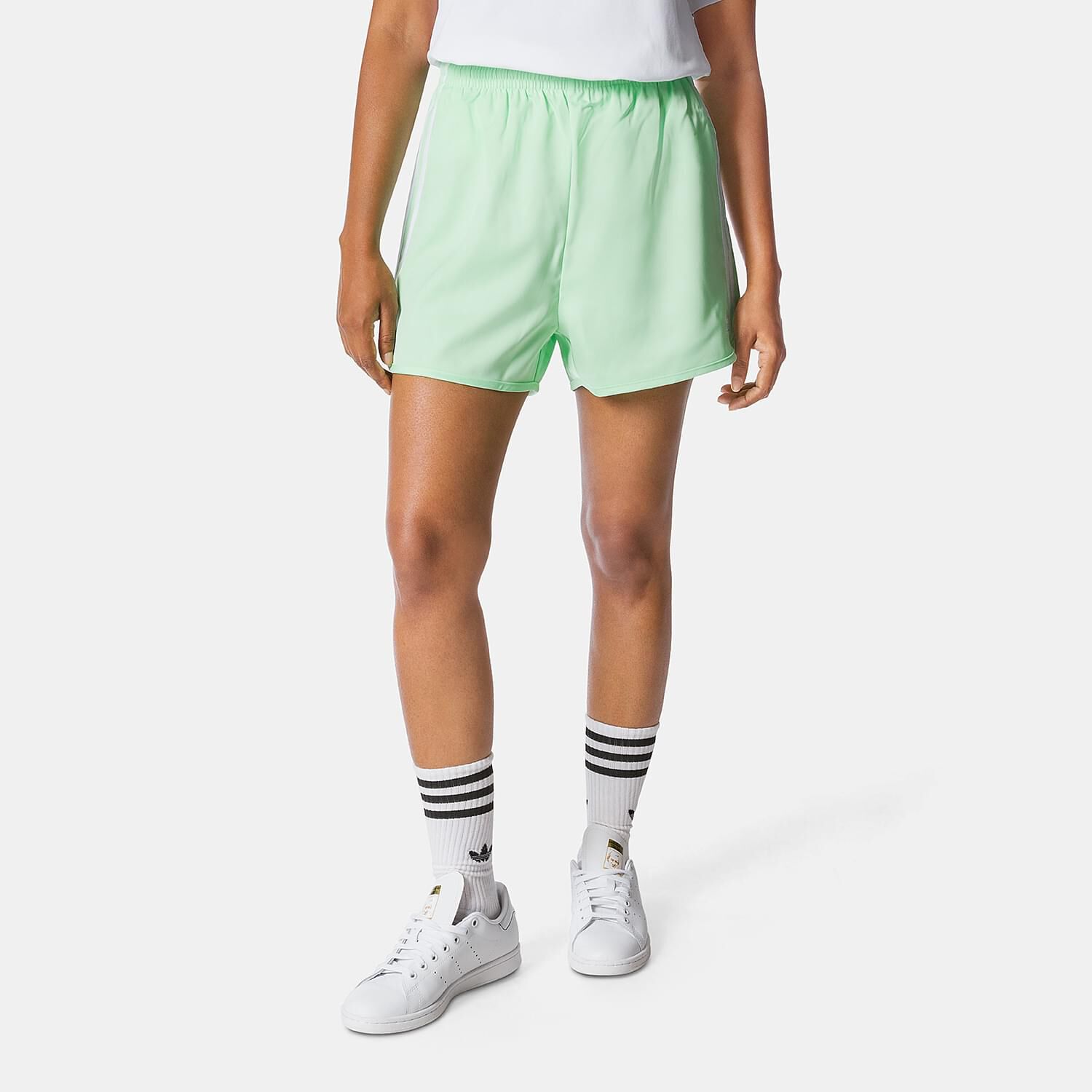 Green and white adidas shorts hotsell