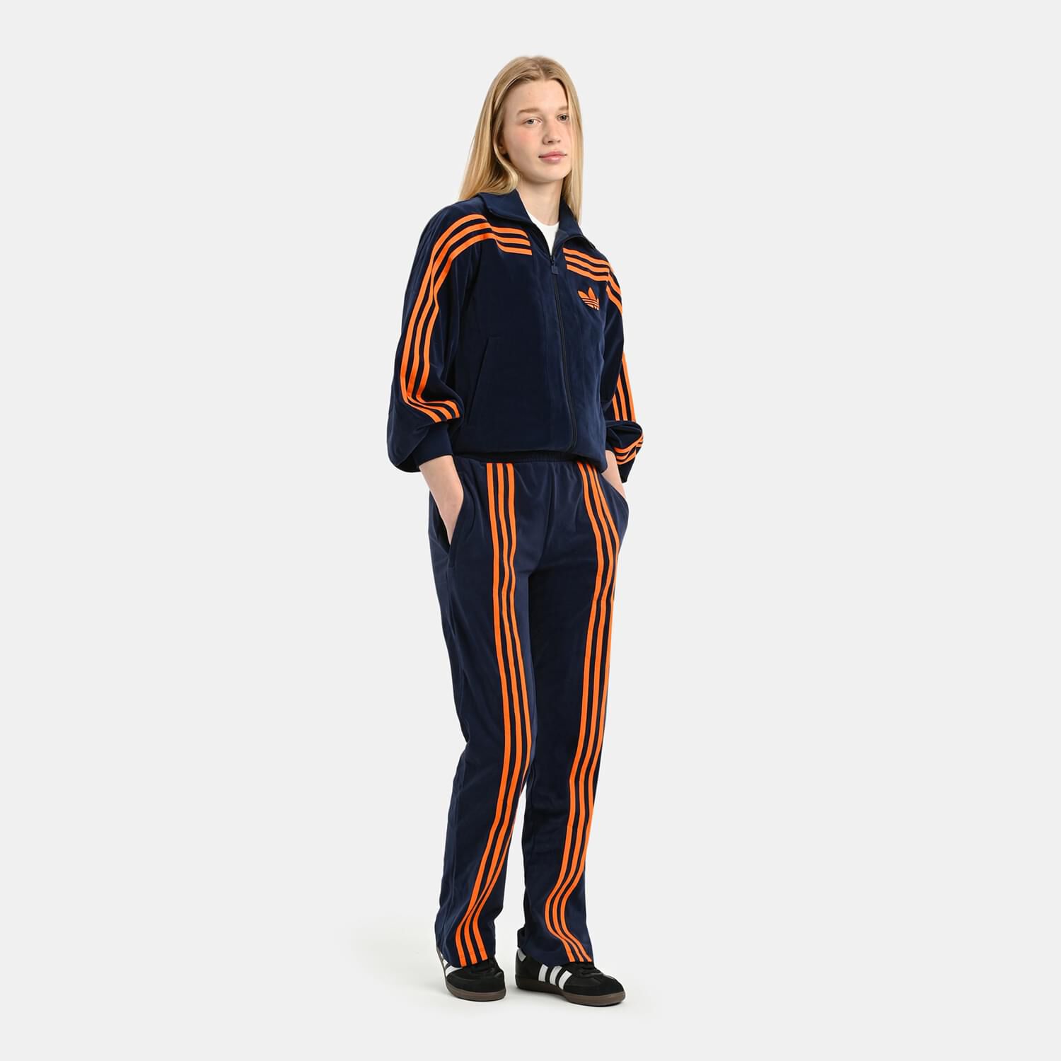adidas Track pants 70s Velour in blue and orange AW LAB