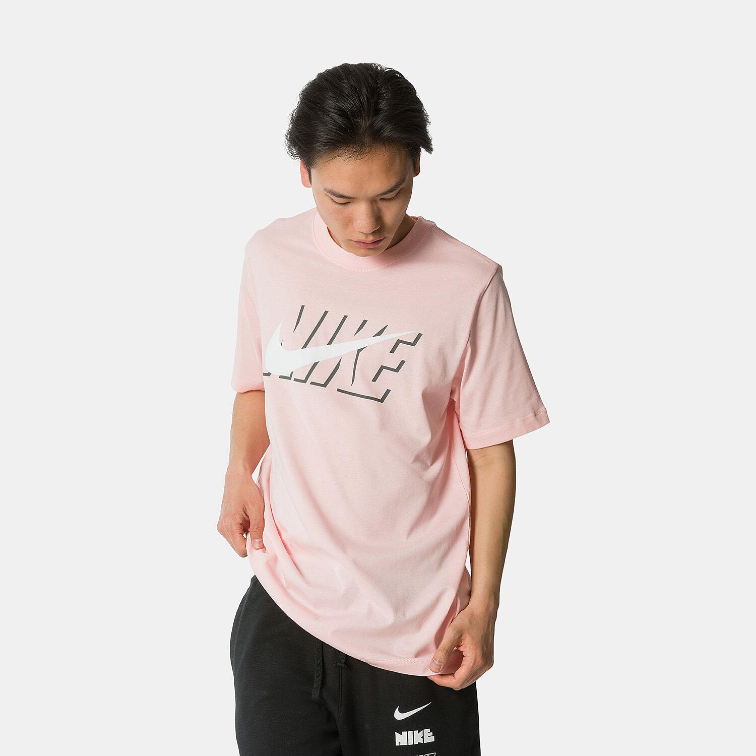 Nike Swoosh Block T Shirt pink black and white AW LAB