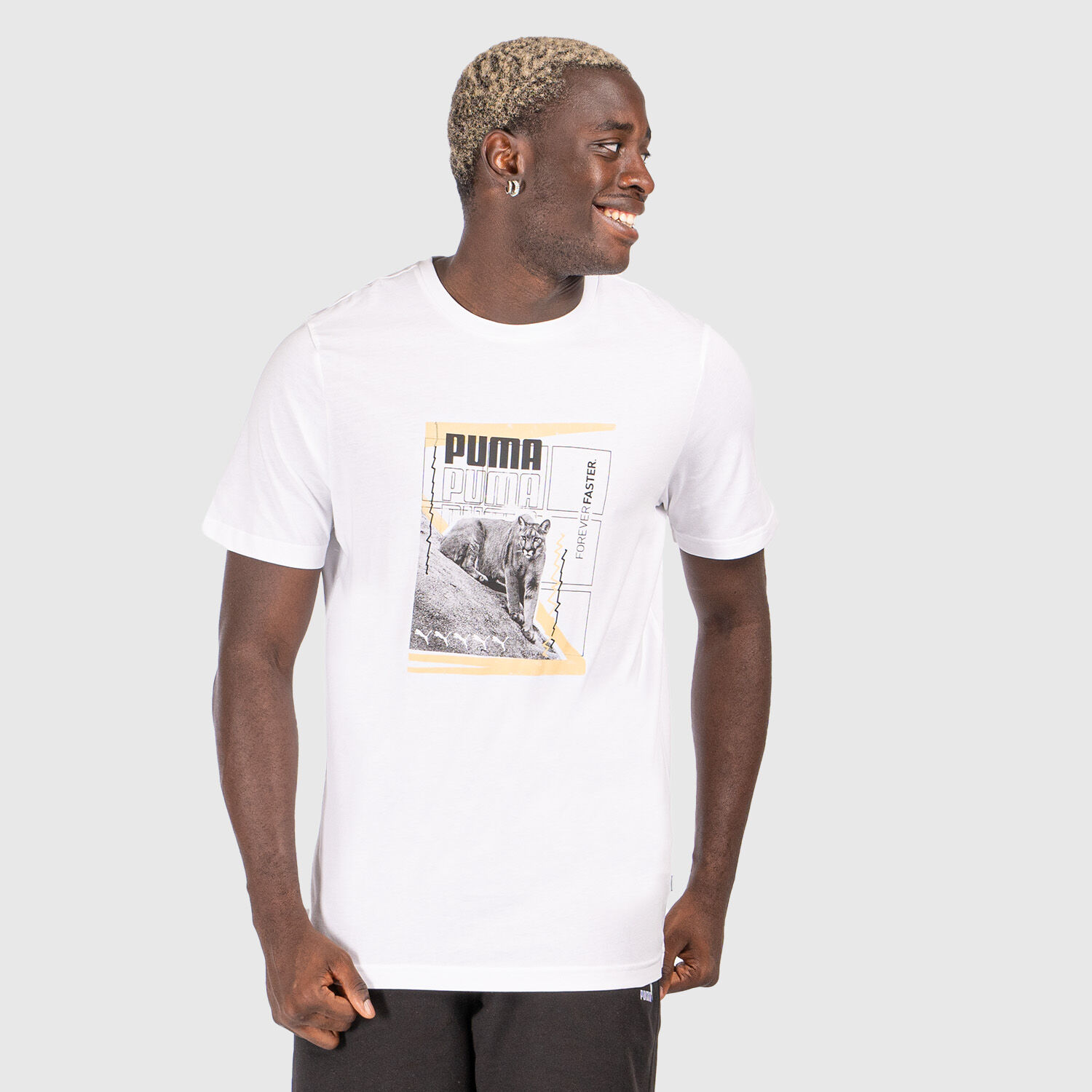 Puma Art Graphic T shirt black white and yellow AW LAB