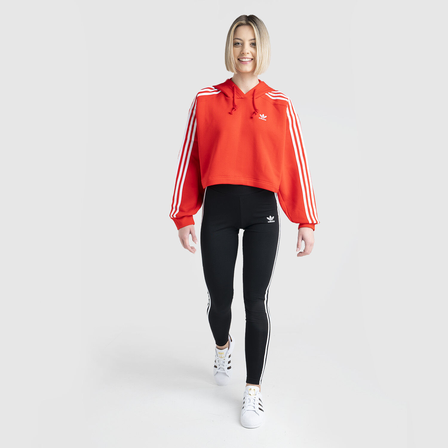 Adidas originals adicolor 3 stripe cropped hoodie store