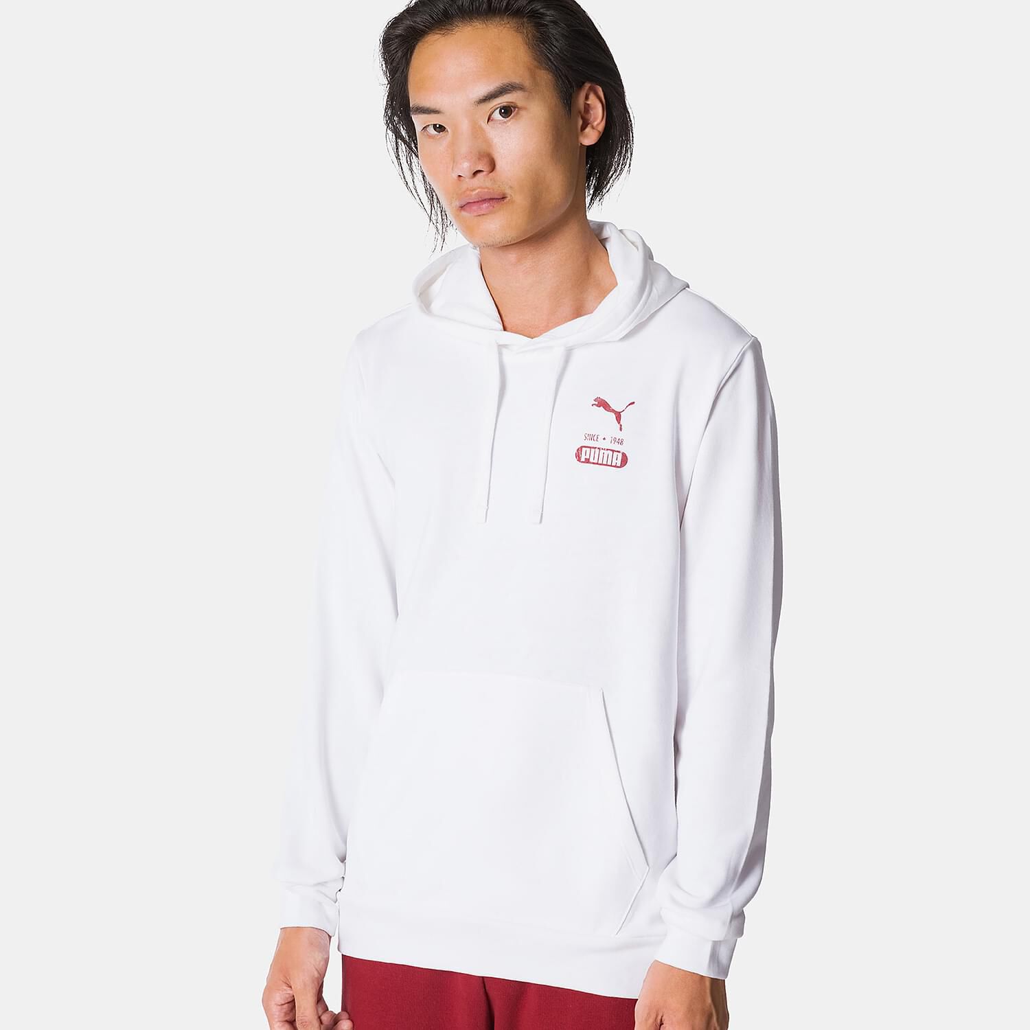 Red and white puma hoodie discount