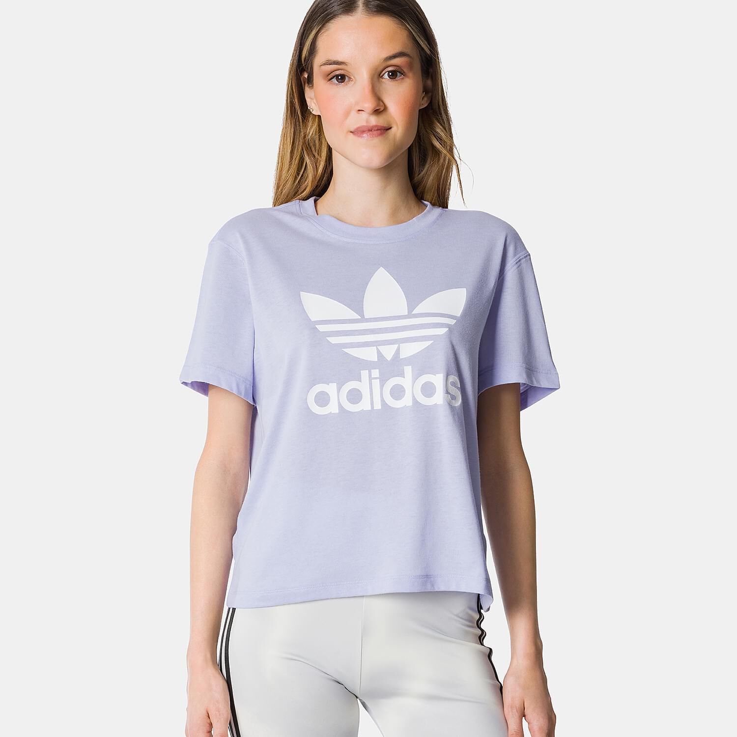 adidas adicolor Trefoil Boxy T shirt in purple and white AW LAB