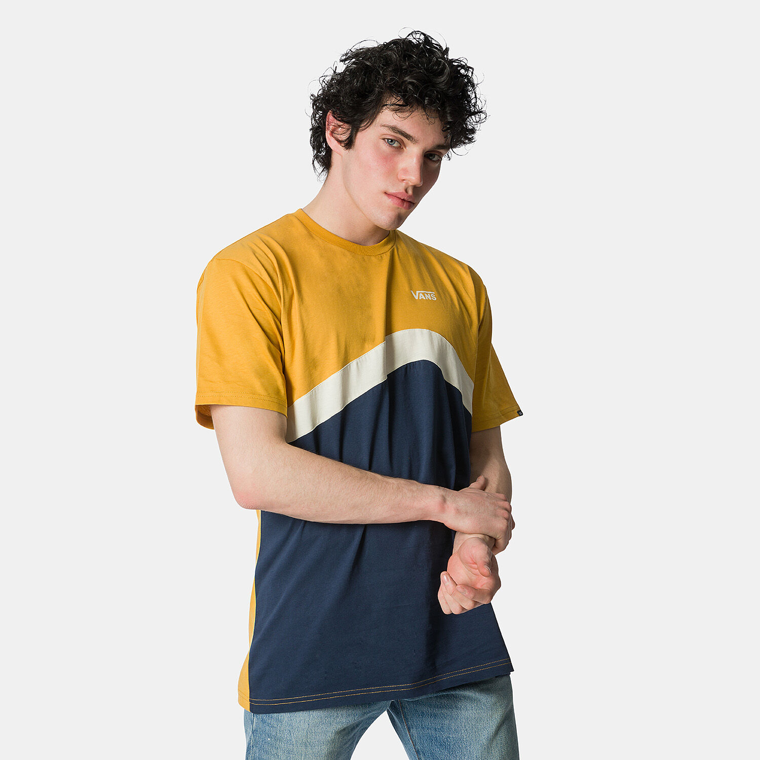 Blue red yellow shop green vans shirt