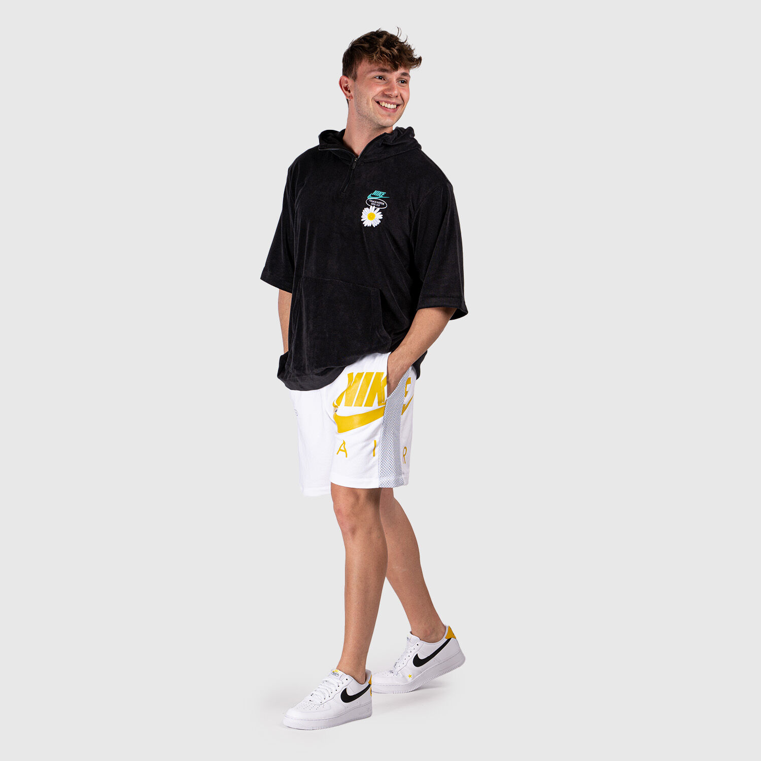 Nike large swoosh discount shorts yellow