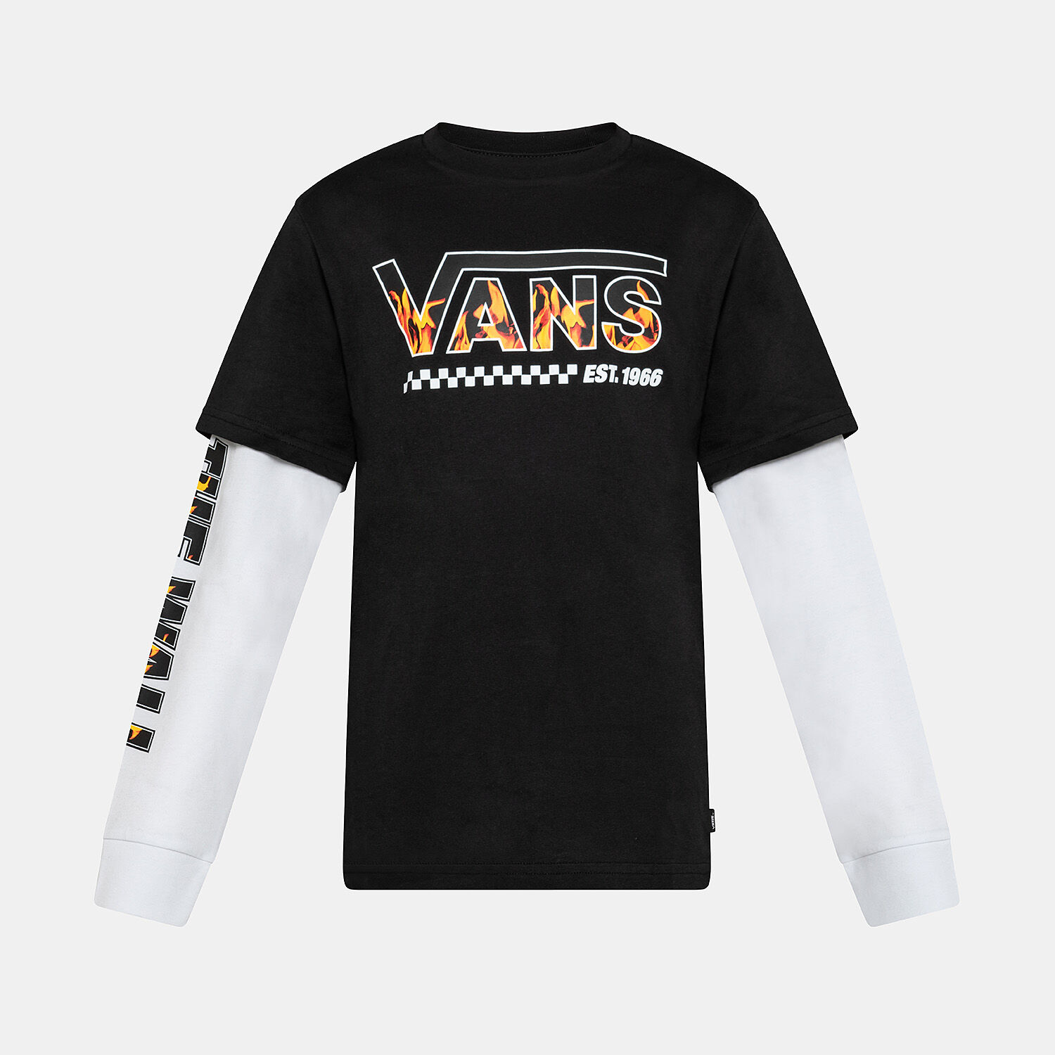 Vans Digi Flames Twofer T shirt teens black white and multicolor