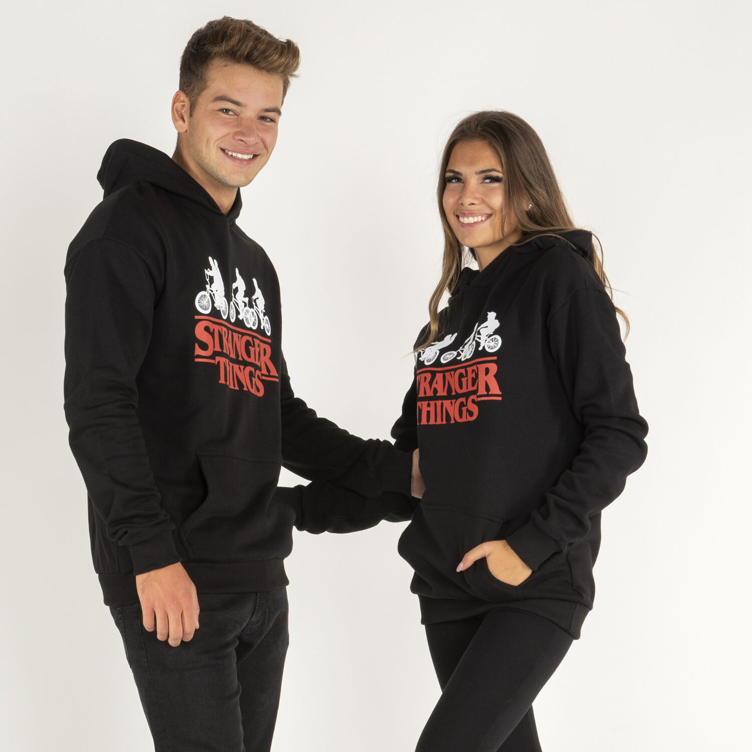 STRANGER THINGS UNISEX HOODIE BLACK WHITE RED AW LAB