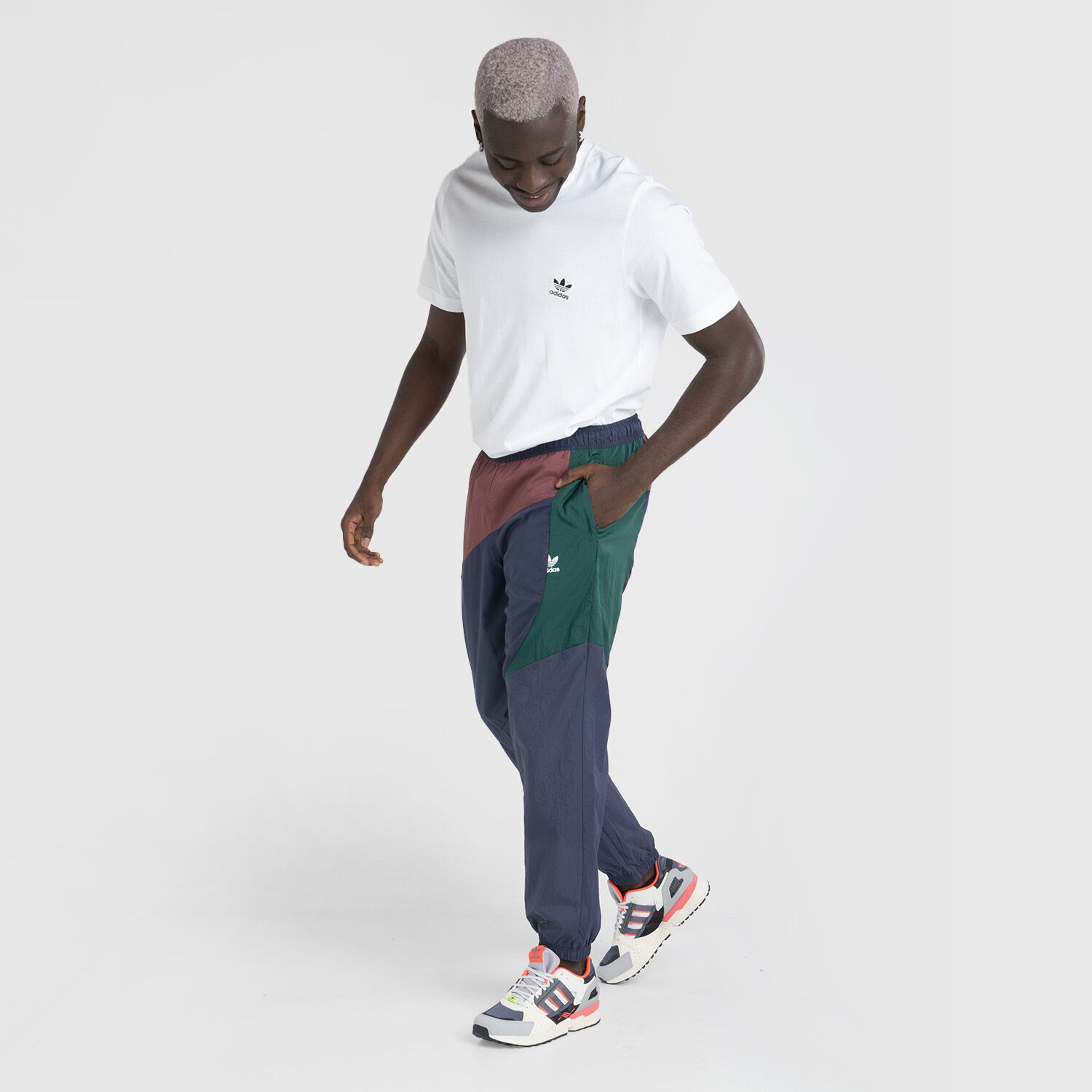 Adidas adicolor Colorblock pants blue green and burgundy AW LAB
