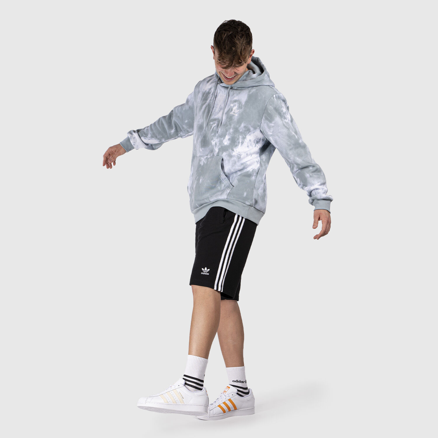 Adidas 3 stripe shorts tie dye top