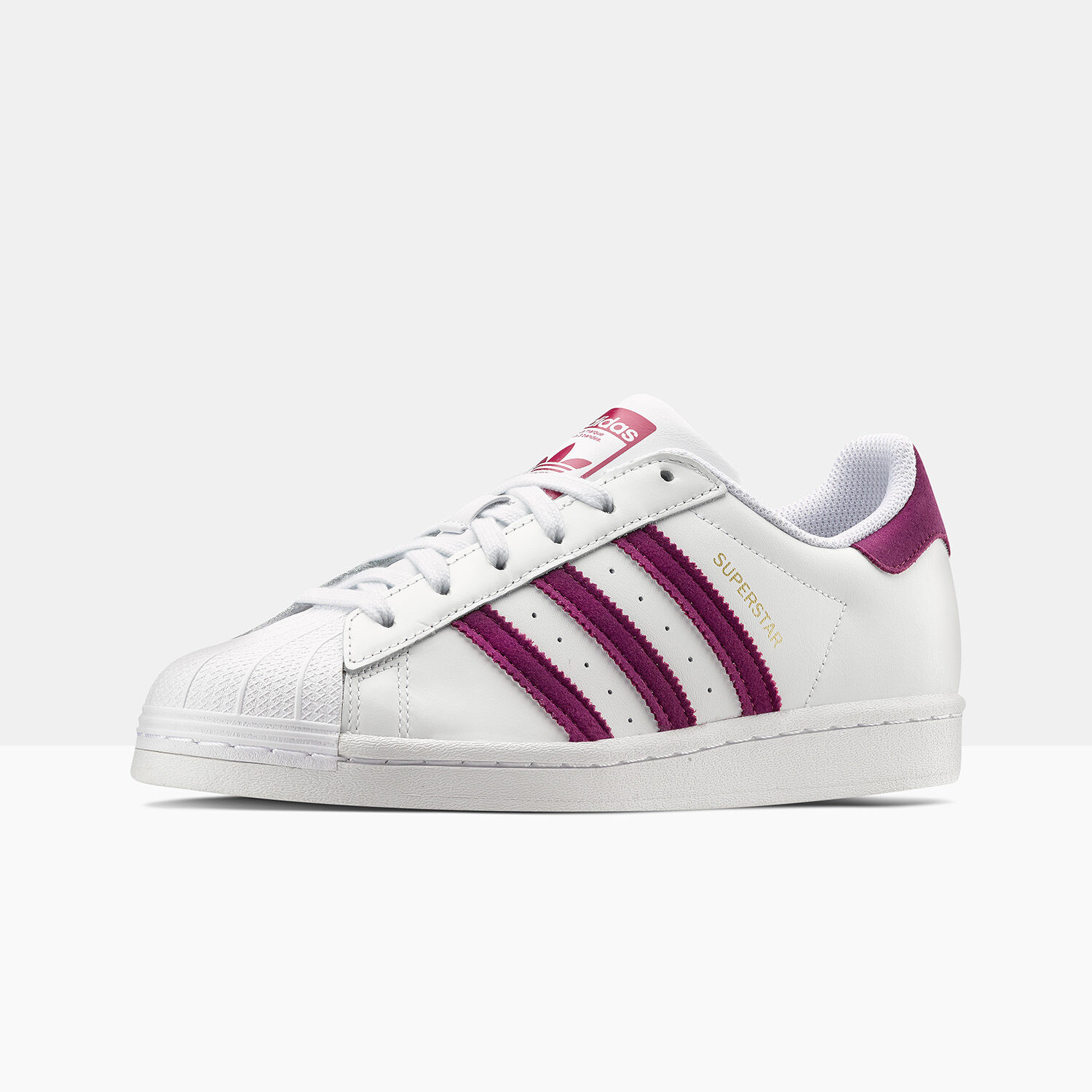 adidas Superstar white and dark pink AW LAB
