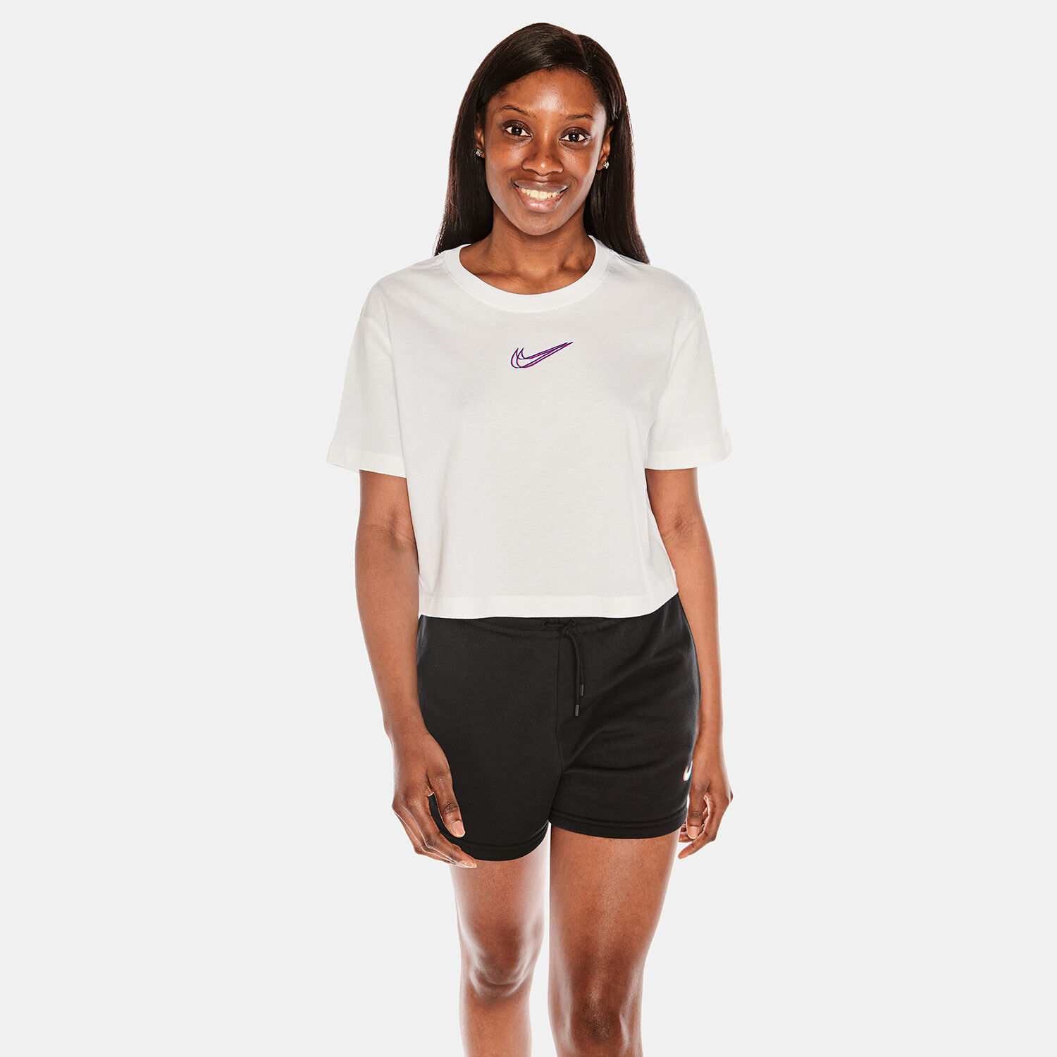 T SHIRT NIKE SPORTWEAR CROP BIANCA FUCSIA NERA DONNA AW LAB