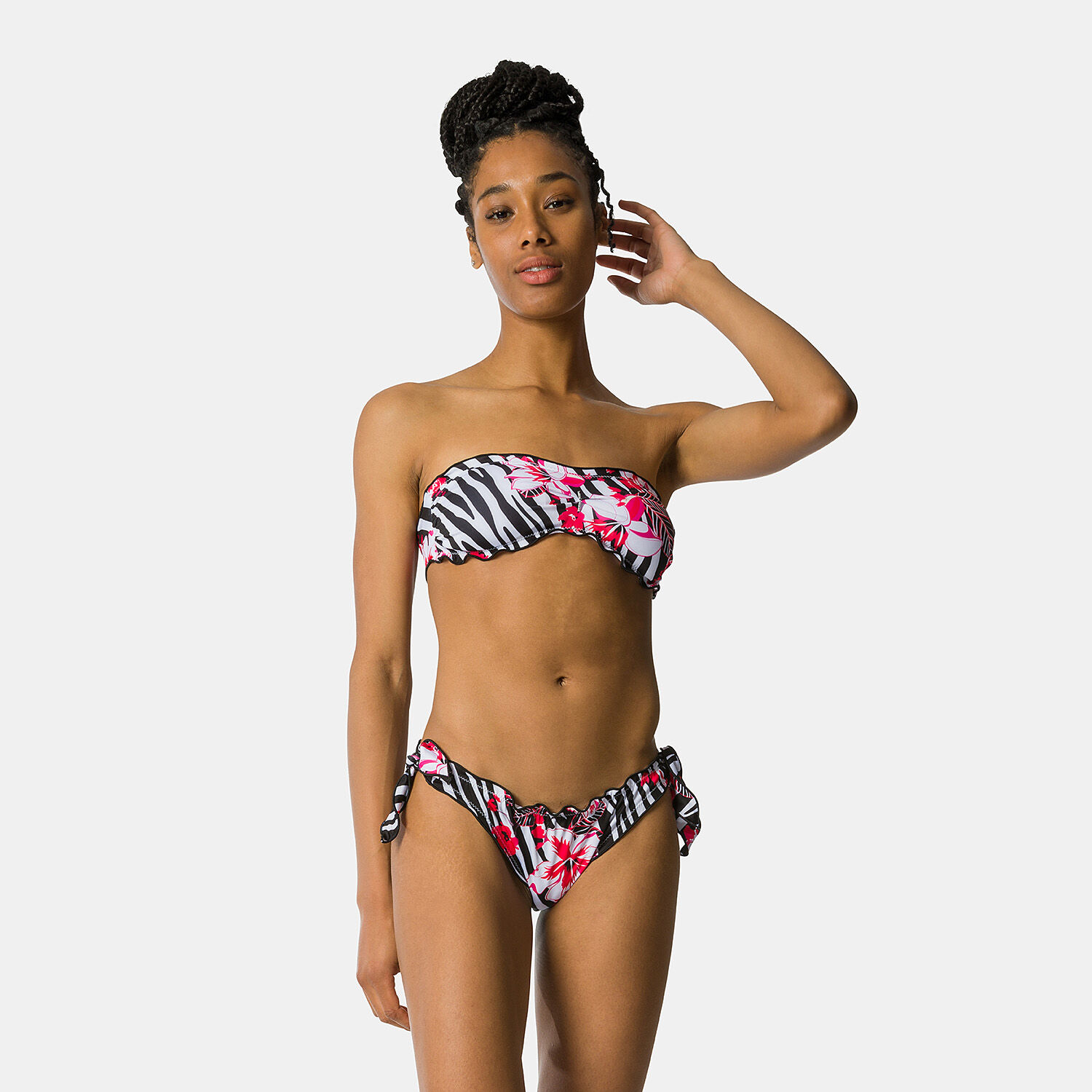 Black and white striped bandeau bikini new arrivals