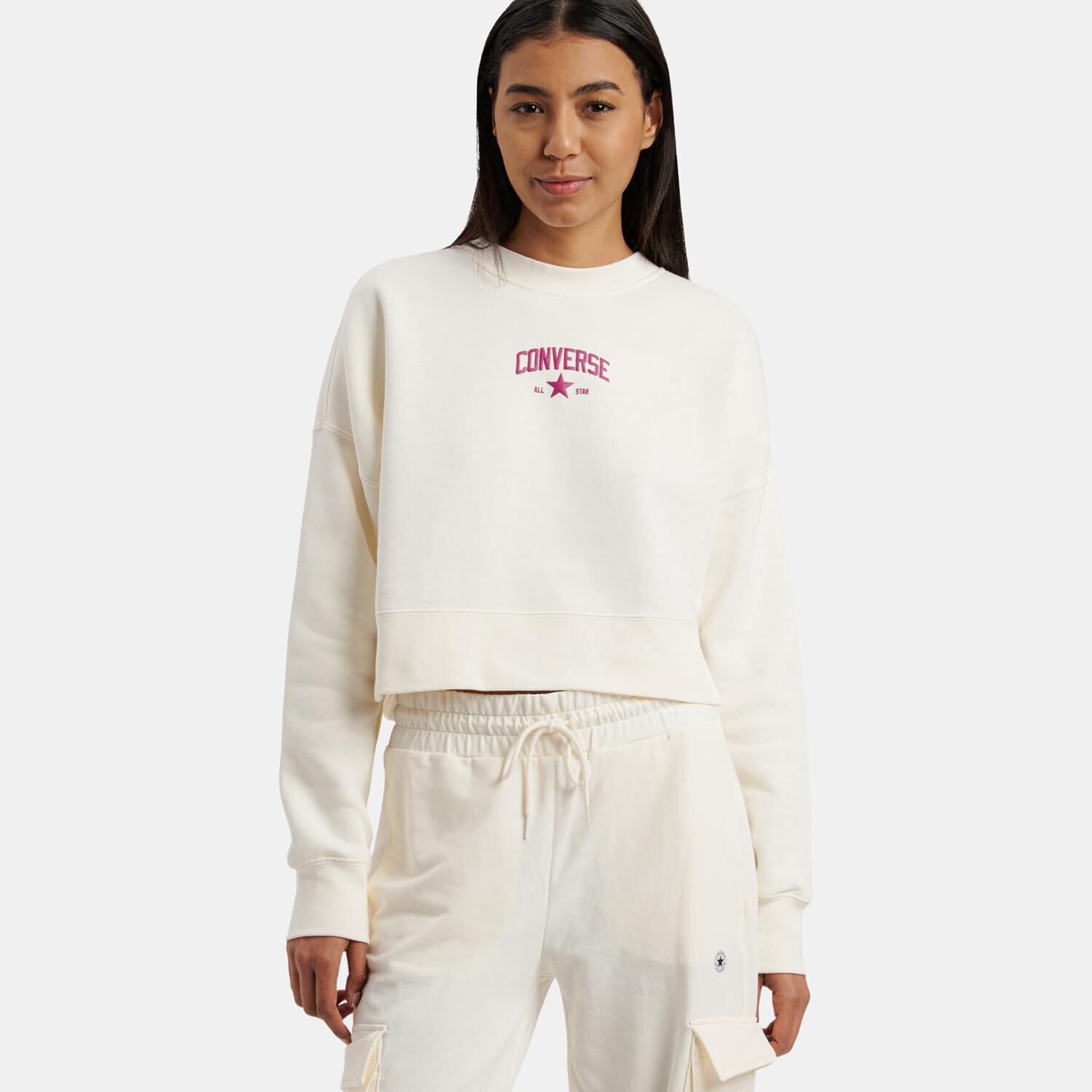 White converse sweatshirt hot sale