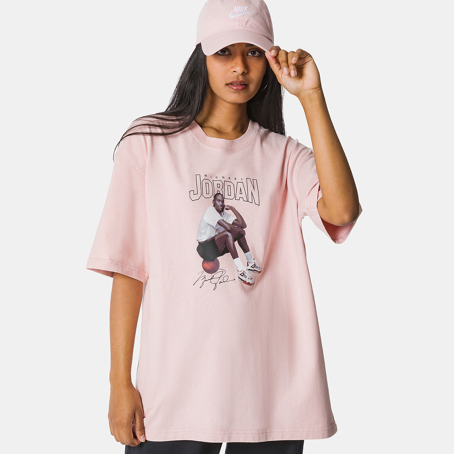 Pink black and white jordan shirt sale