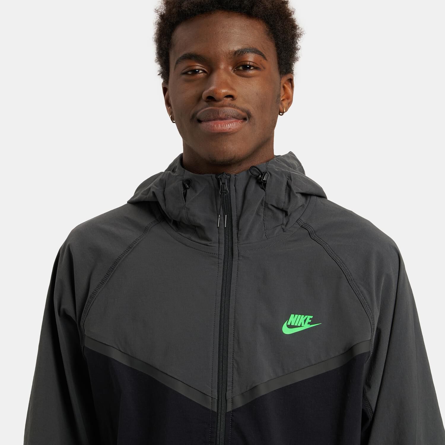 Nike Sportswear Tech Fleece Windrunner Zip Up Sweatshirt grey black and green AW LAB