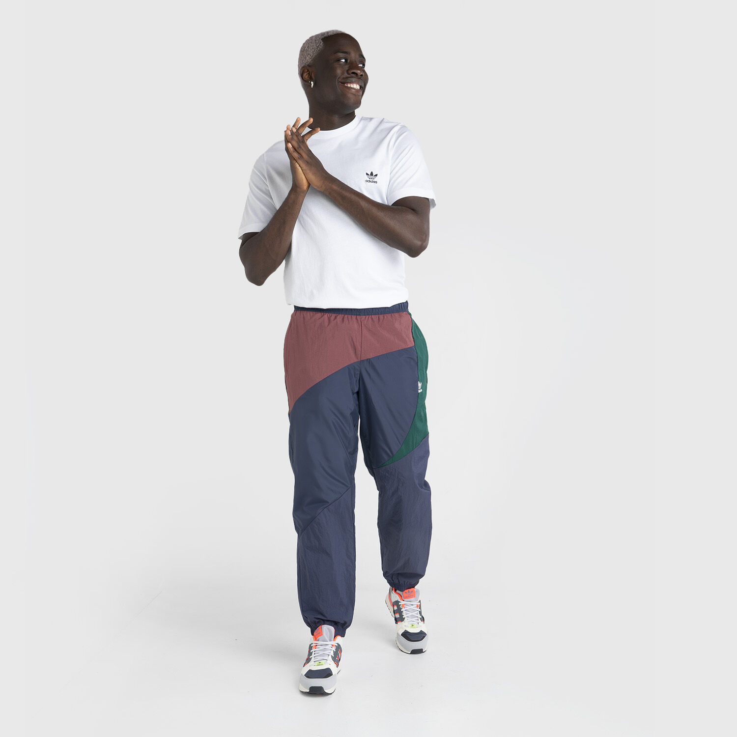 Adidas adicolor Colorblock pants blue green and burgundy AW LAB