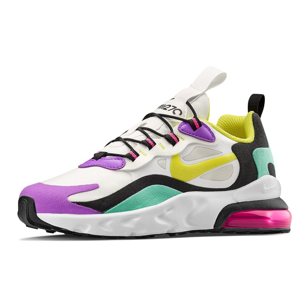 Nike Air Max 270 React bianche gialle e viola AW LAB