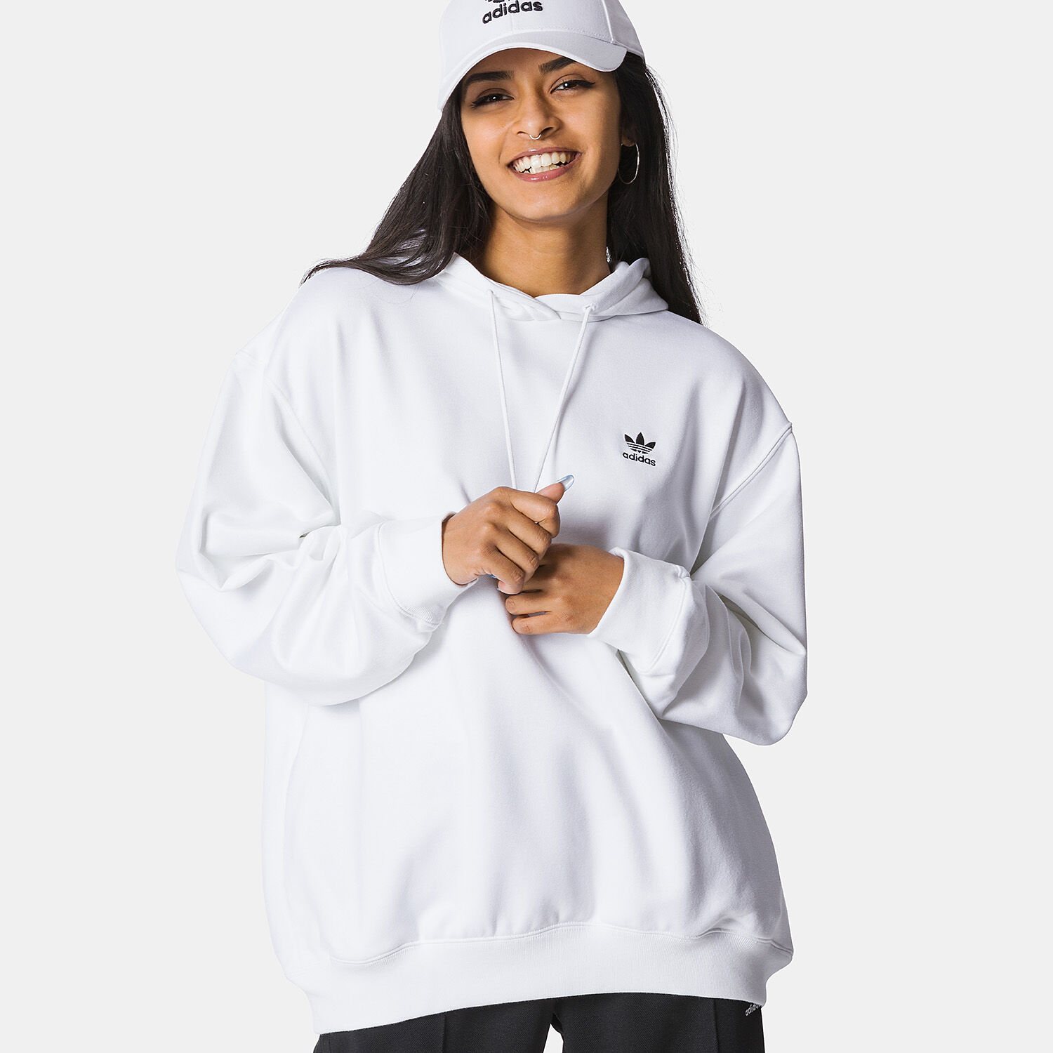 Adidas trefoil oversized hoodie hotsell