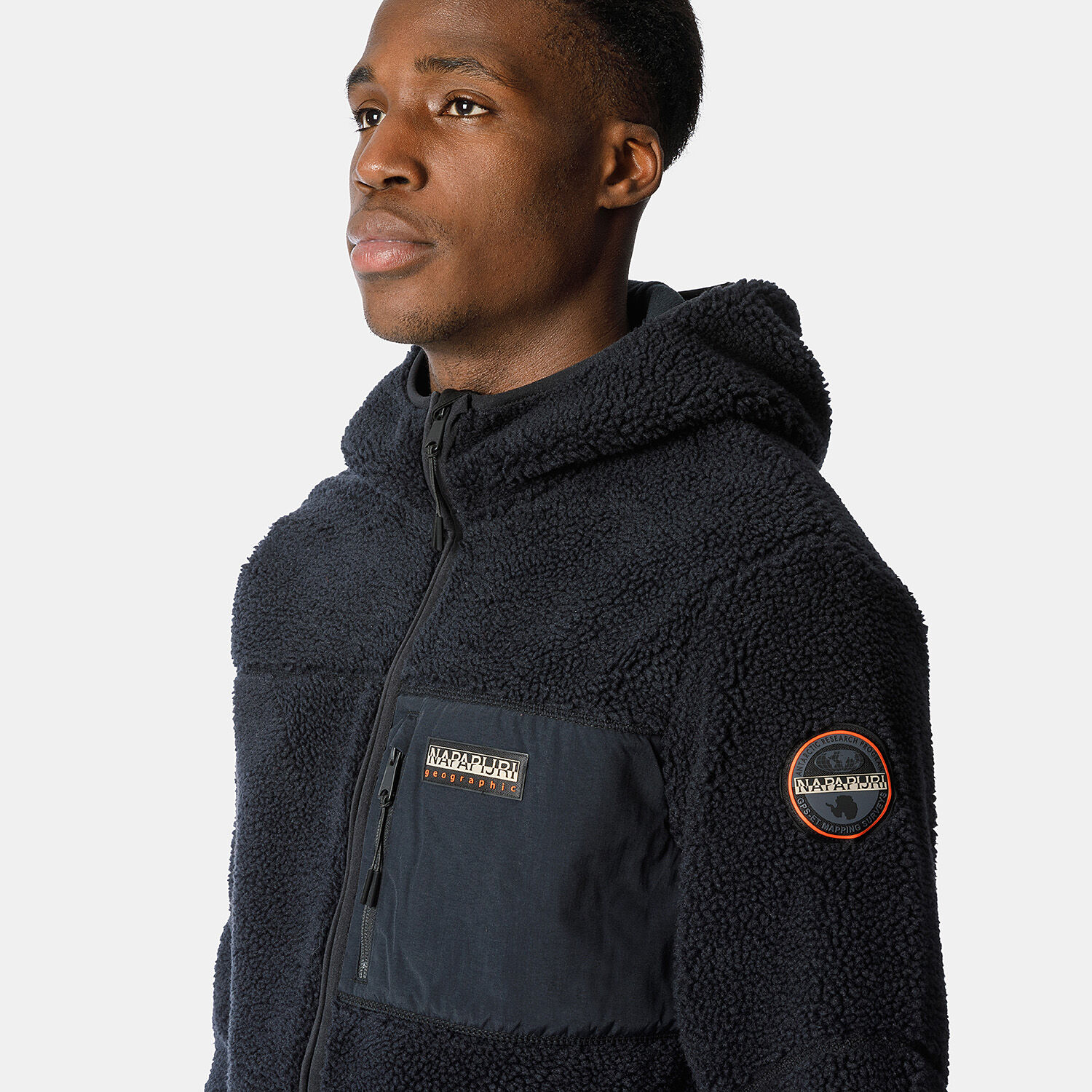 Napapijri Yupik zipped sweatshirt black orange and white AW LAB