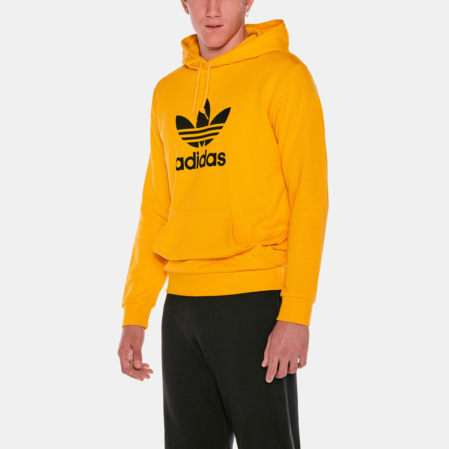 Adidas yellow trefoil store hoodie