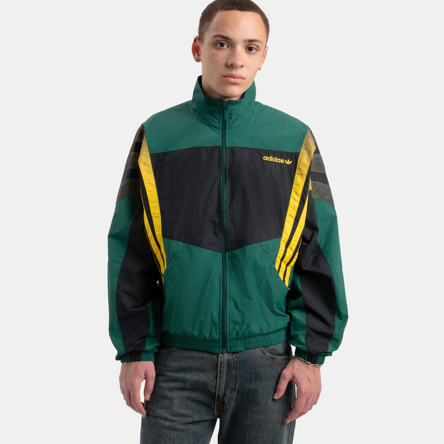 adidas Track Top Santiago Zip Hoodie, green/black/yellow