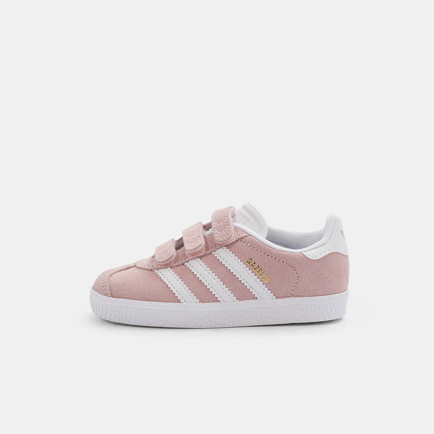 Adidas gazelle white with pink stripes best sale