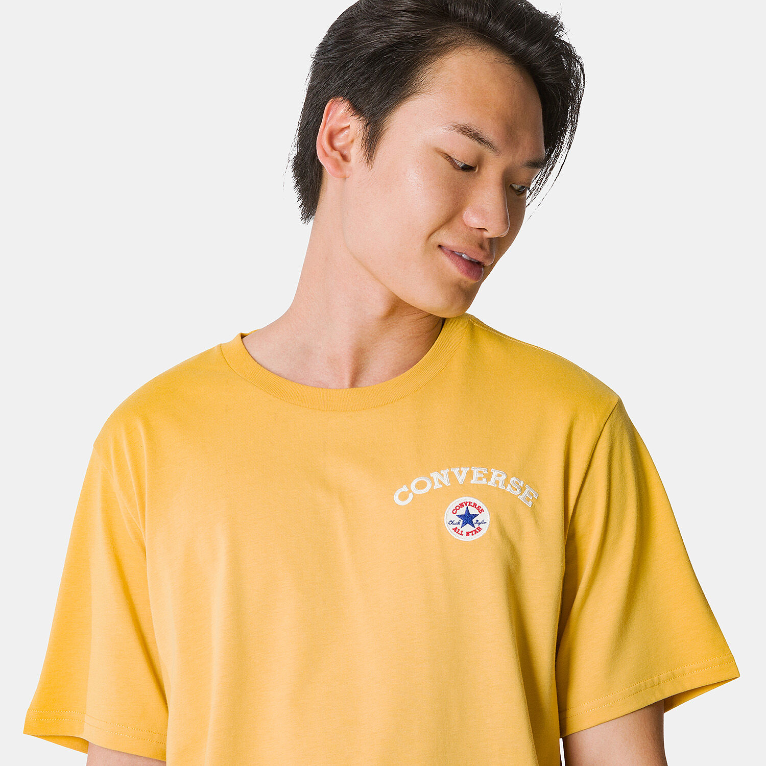 Converse Chuck Minimal Patch T shirt yellow white and red AW LAB