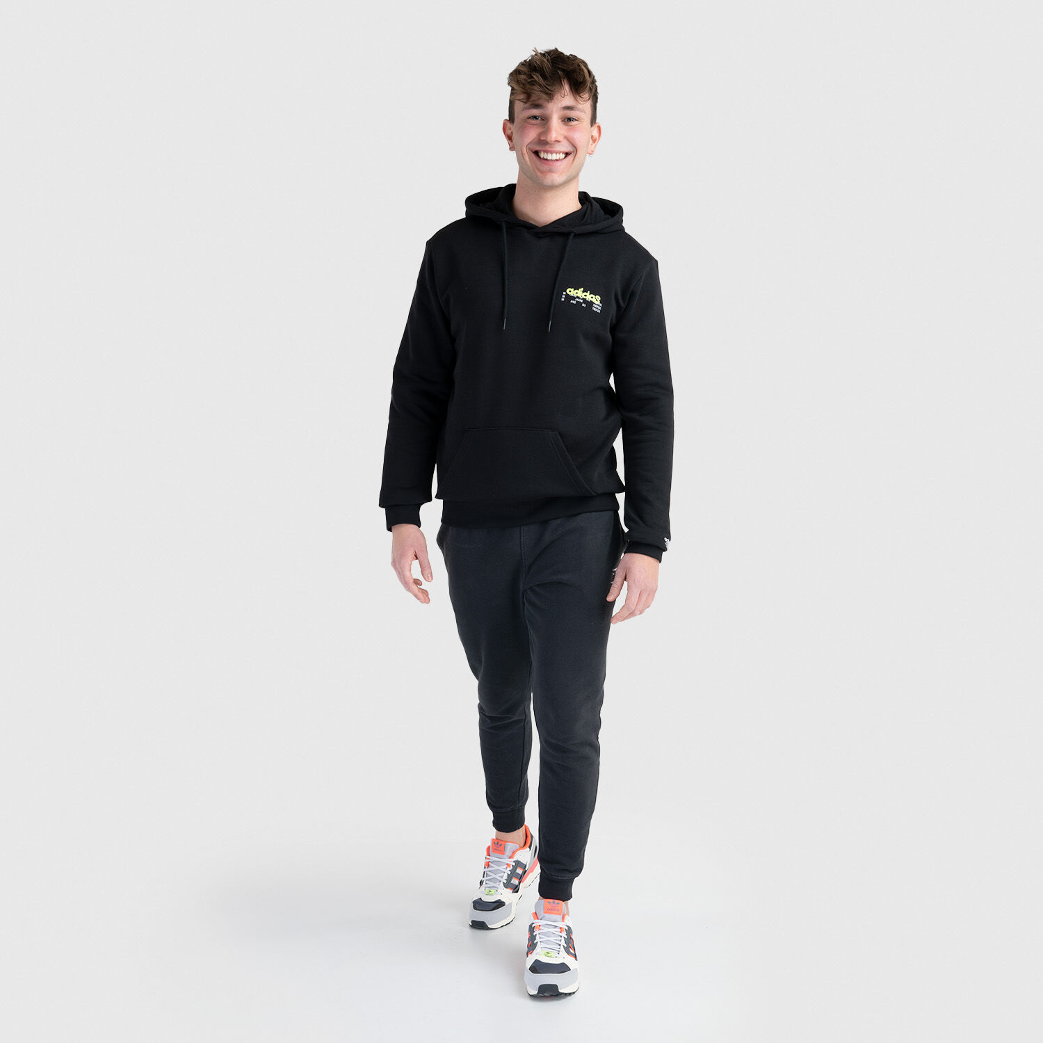Trefoil hoodie deals black metallic gold