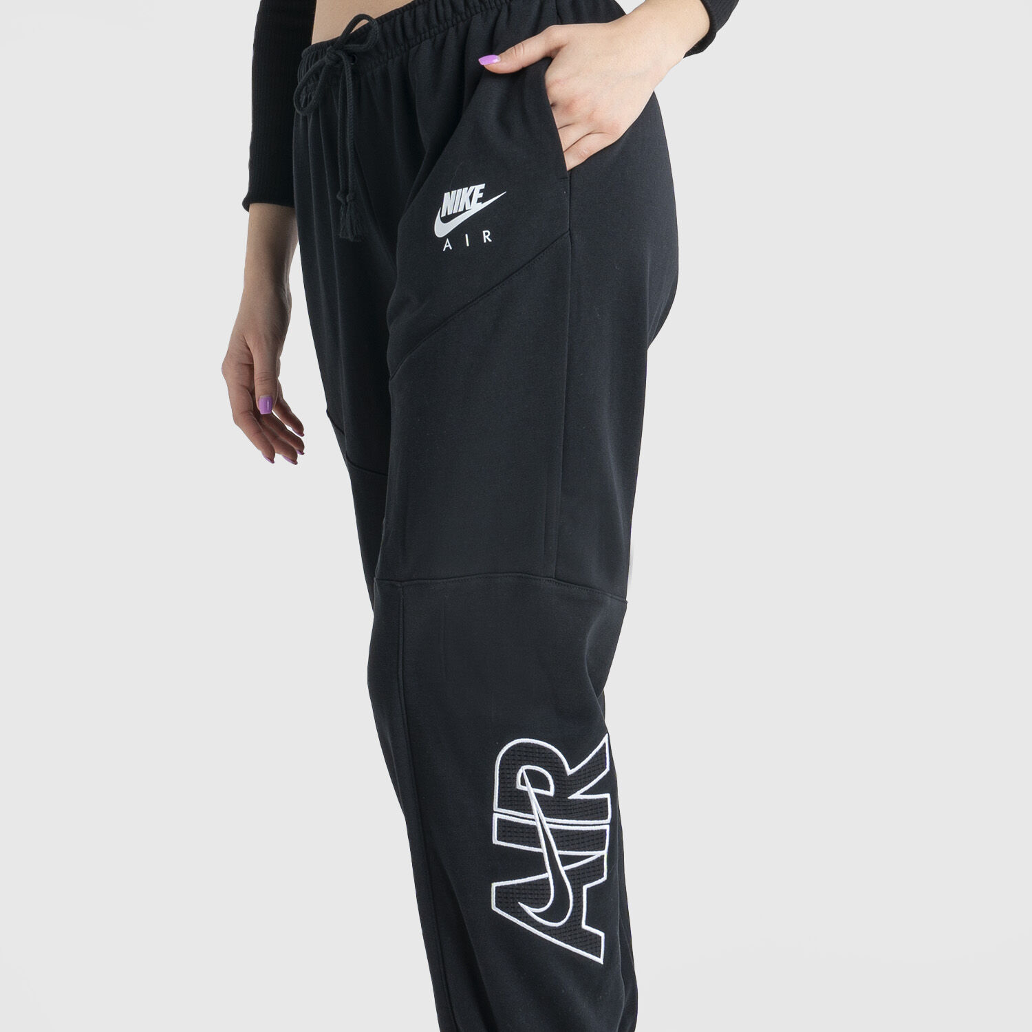 Nike air fleece pants black best sale